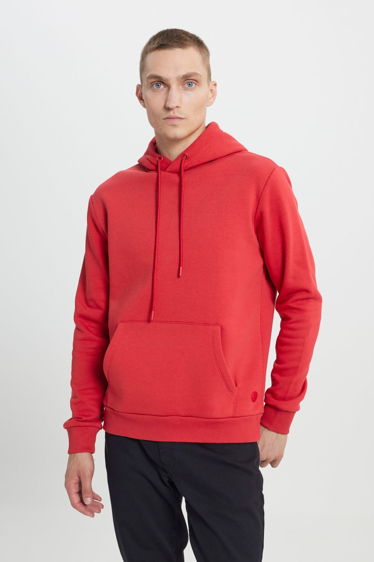 Men's Red Standard Fit Normal Normal Cut Içi Polar 3 -Hoped Hoped Cotton Sweatshirt