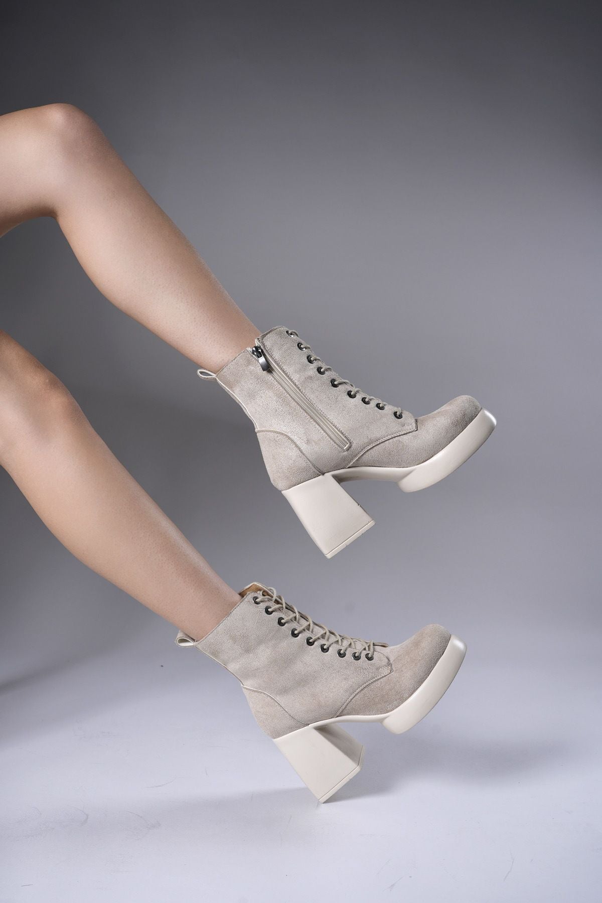 ISELORA Women Heels Bot 0012475 Cream Süet