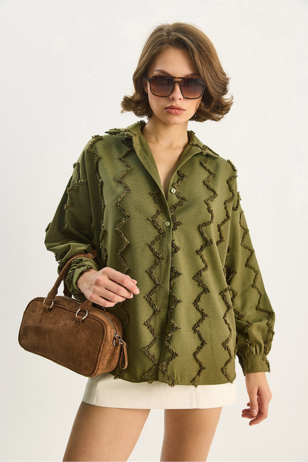 Women's Zigzag Tasseled Oversize Shirt 2147 60283638