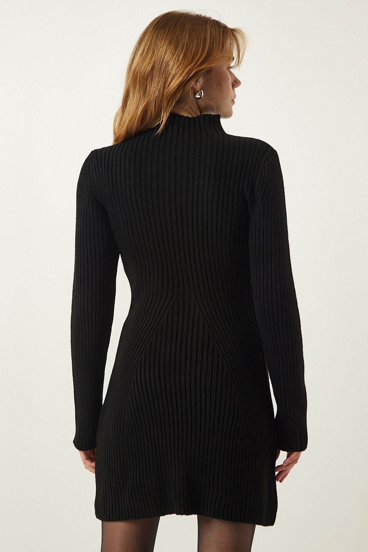 Black wick bell knitwear dress pf00052