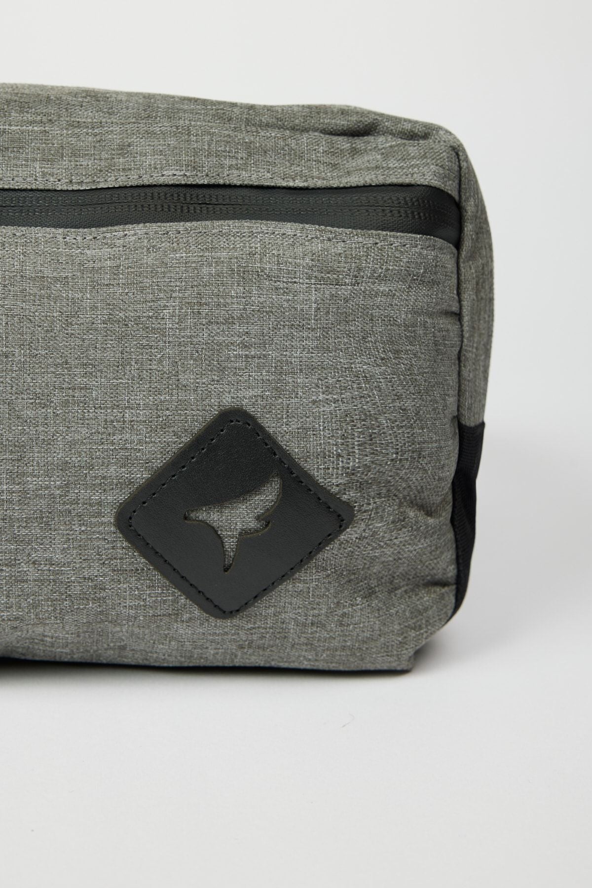 Men's Gray-Black Double Parts Zipper Low Bag