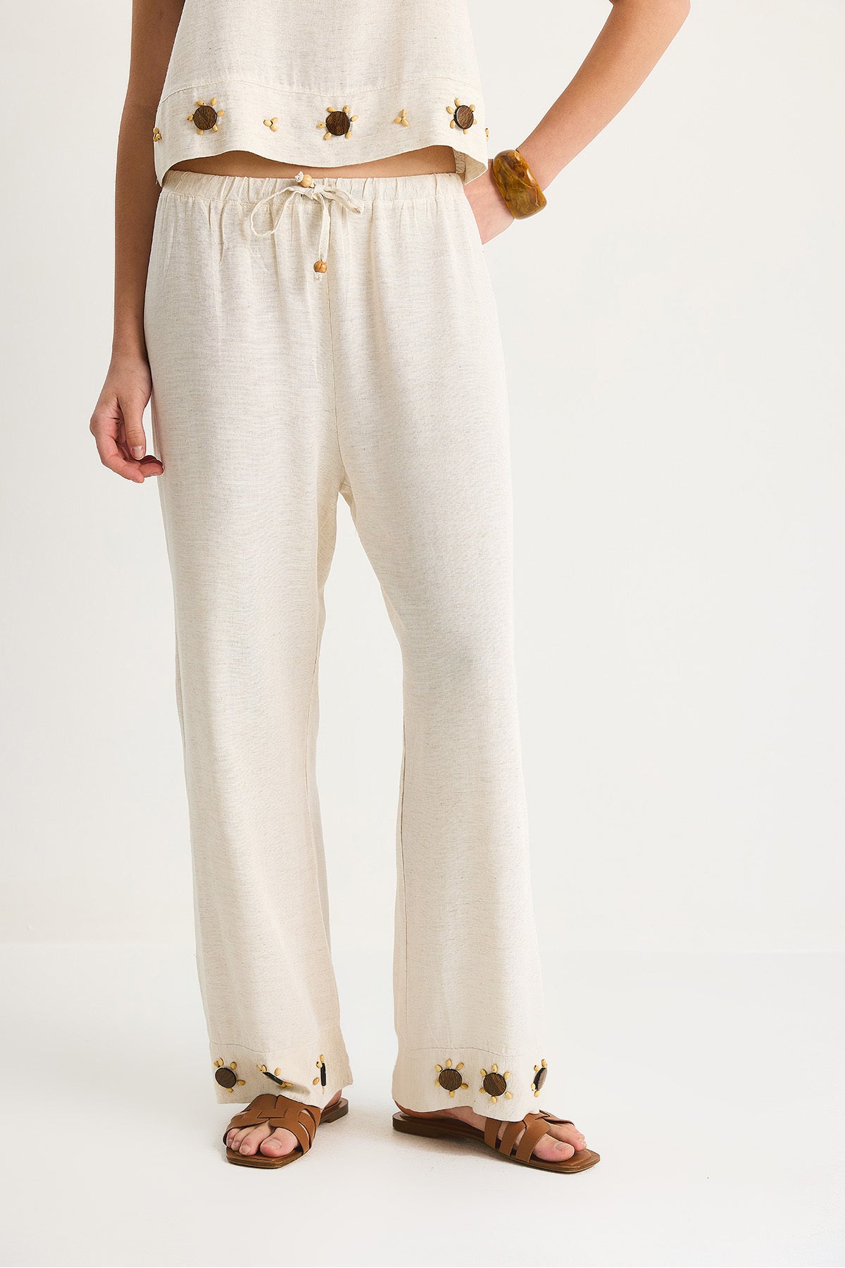 Women's Thin Strap V-neck Blouse Comfortable Fit Trousers Accessory Linen Suit B28-4900 60283506