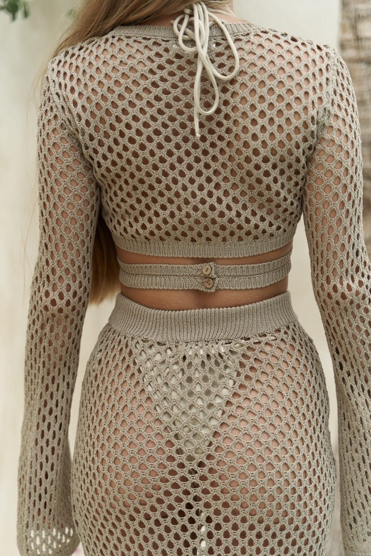 Anse button detail mink knitwear set