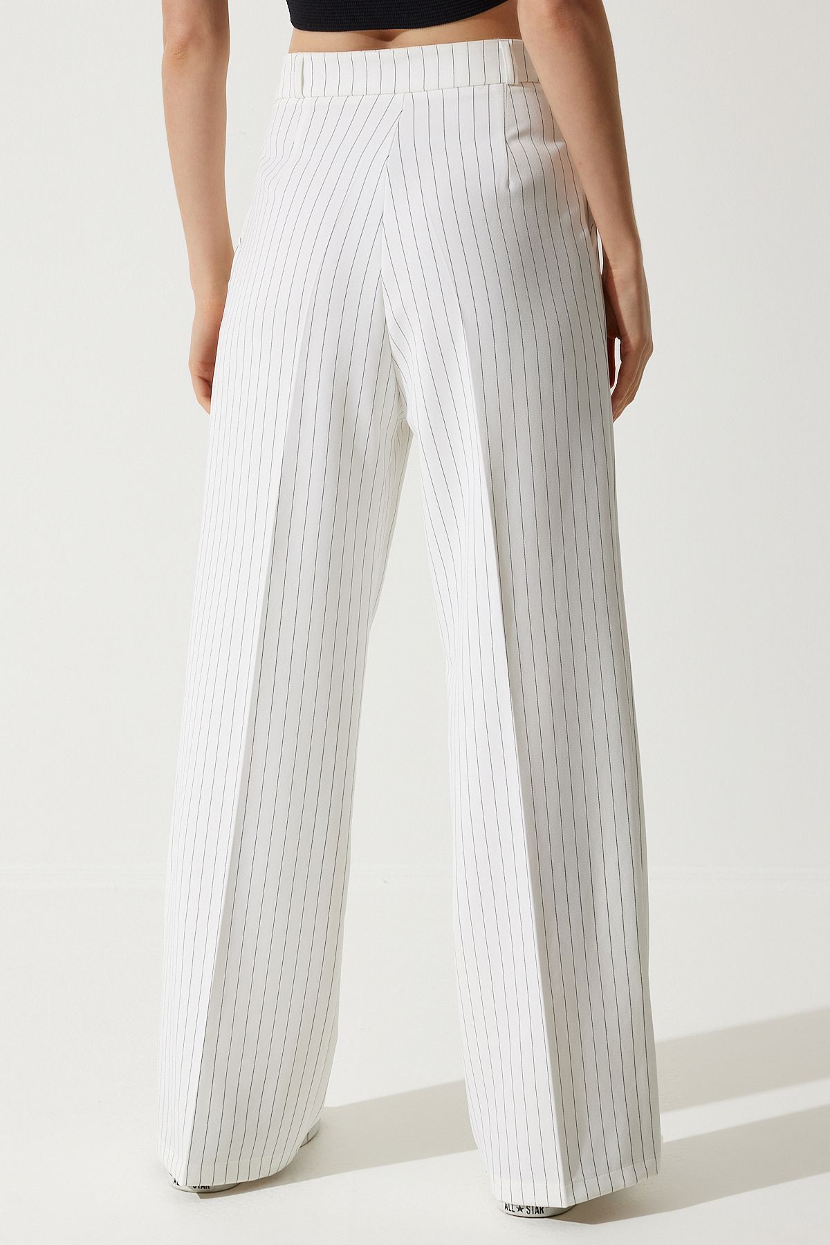 Woman Broken White White Masculine Palazzo Trousers DW00005