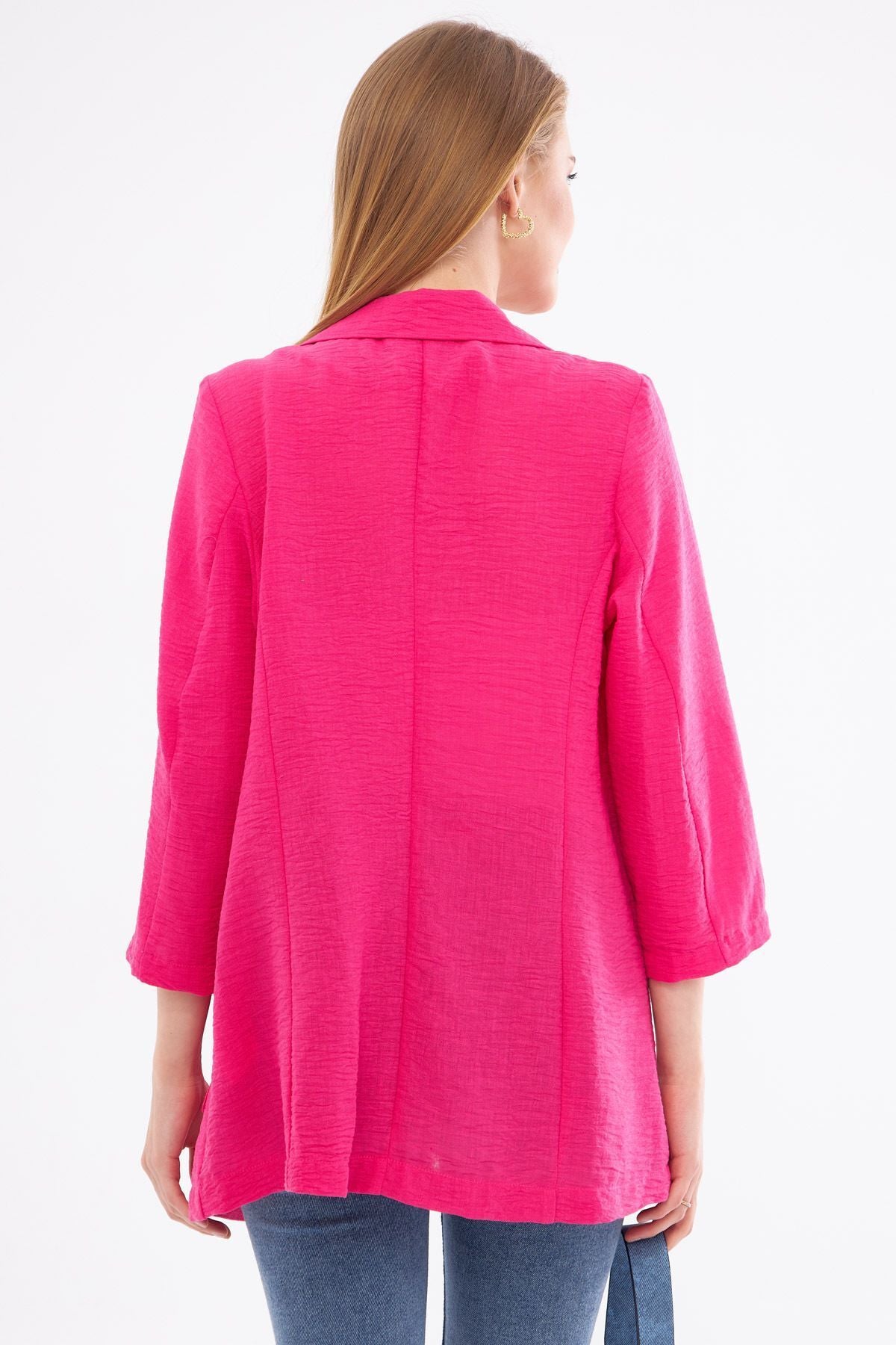 Fuchsia Fuchsia linen-looking pocket Oversize jacket ARM-24Y001065