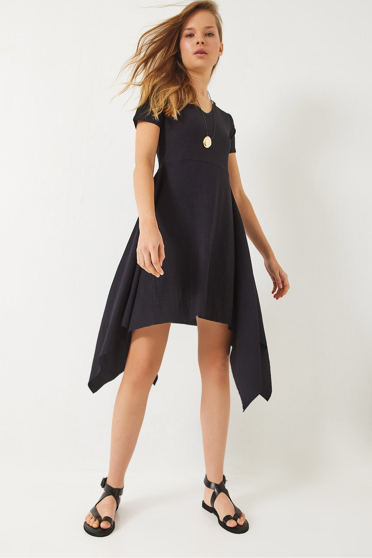 Women's Asymmetrical Cut Short Sleeve V-Neck Wrap Dress 60261560