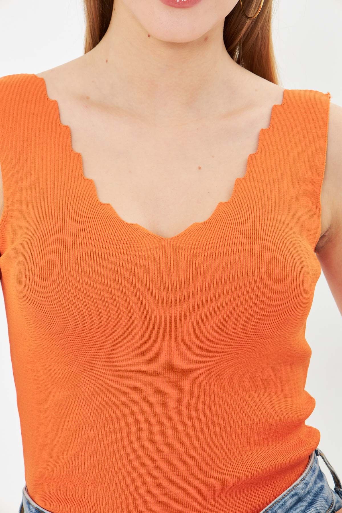 Female Oranj Zigzagli V-Yaka Kashkorse Blouse ARM-23Y069004