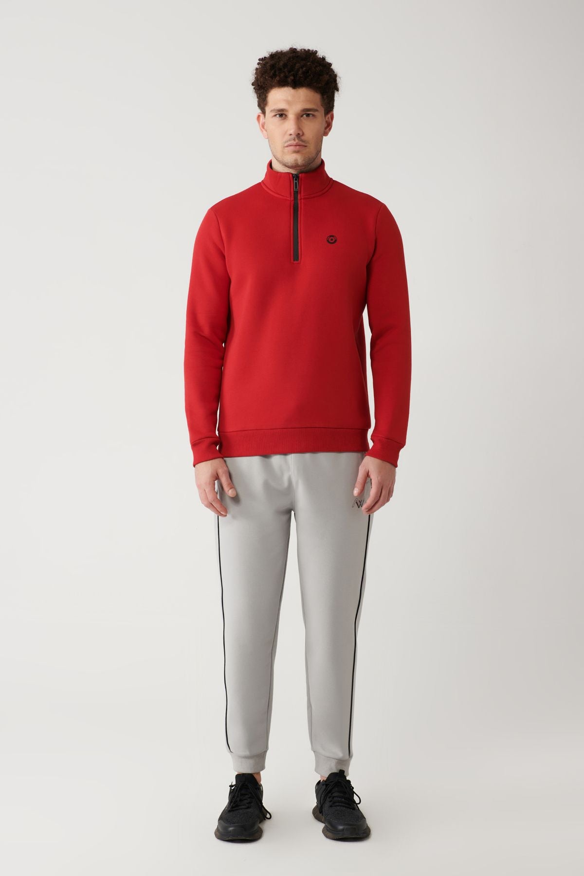 Men's red upright collar zipper 3 -IP -Sweatshirt E001020