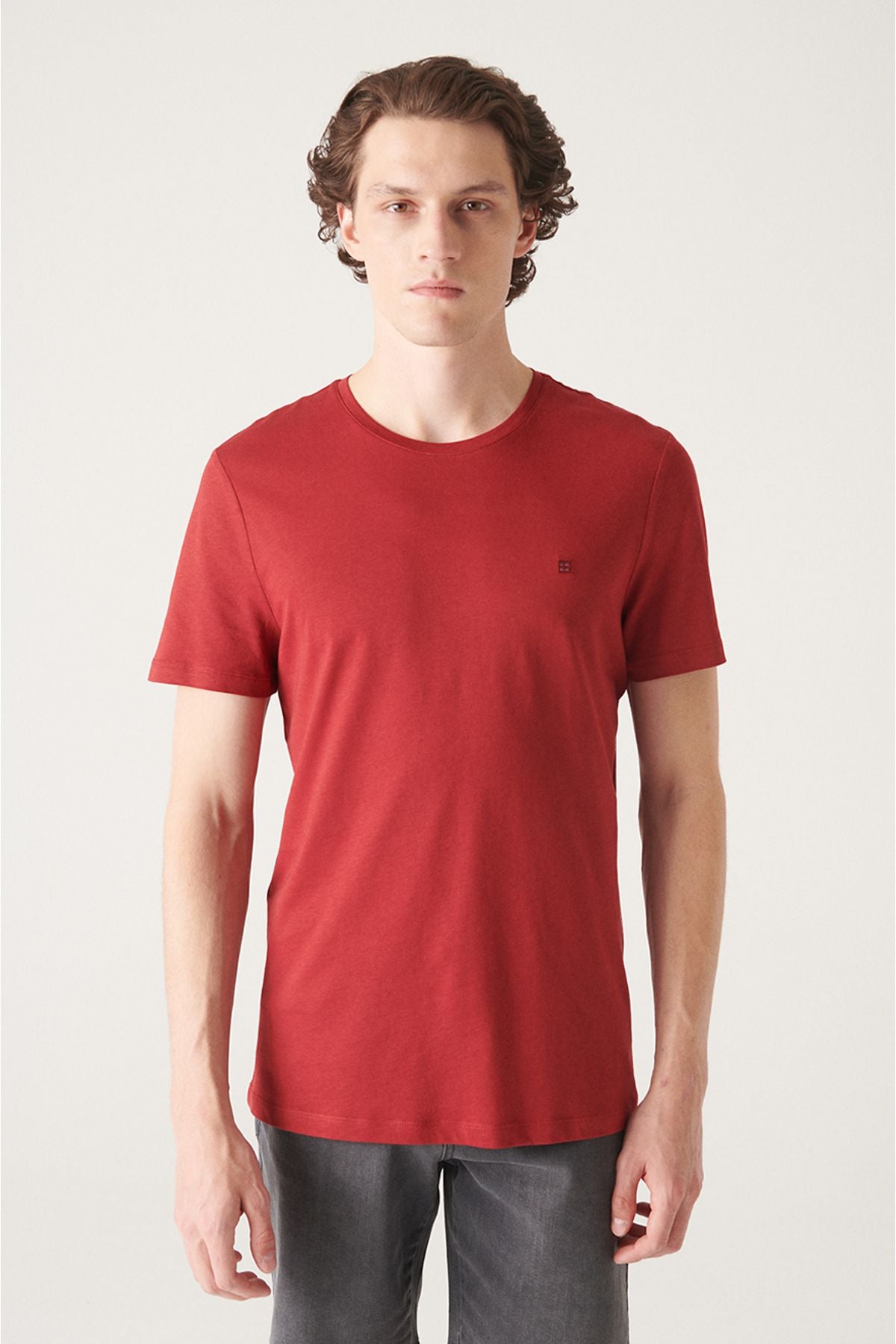 Men's Bordeaux Ultrasoft Bicycle Cotton Cotton Basic T-Shirt E001171