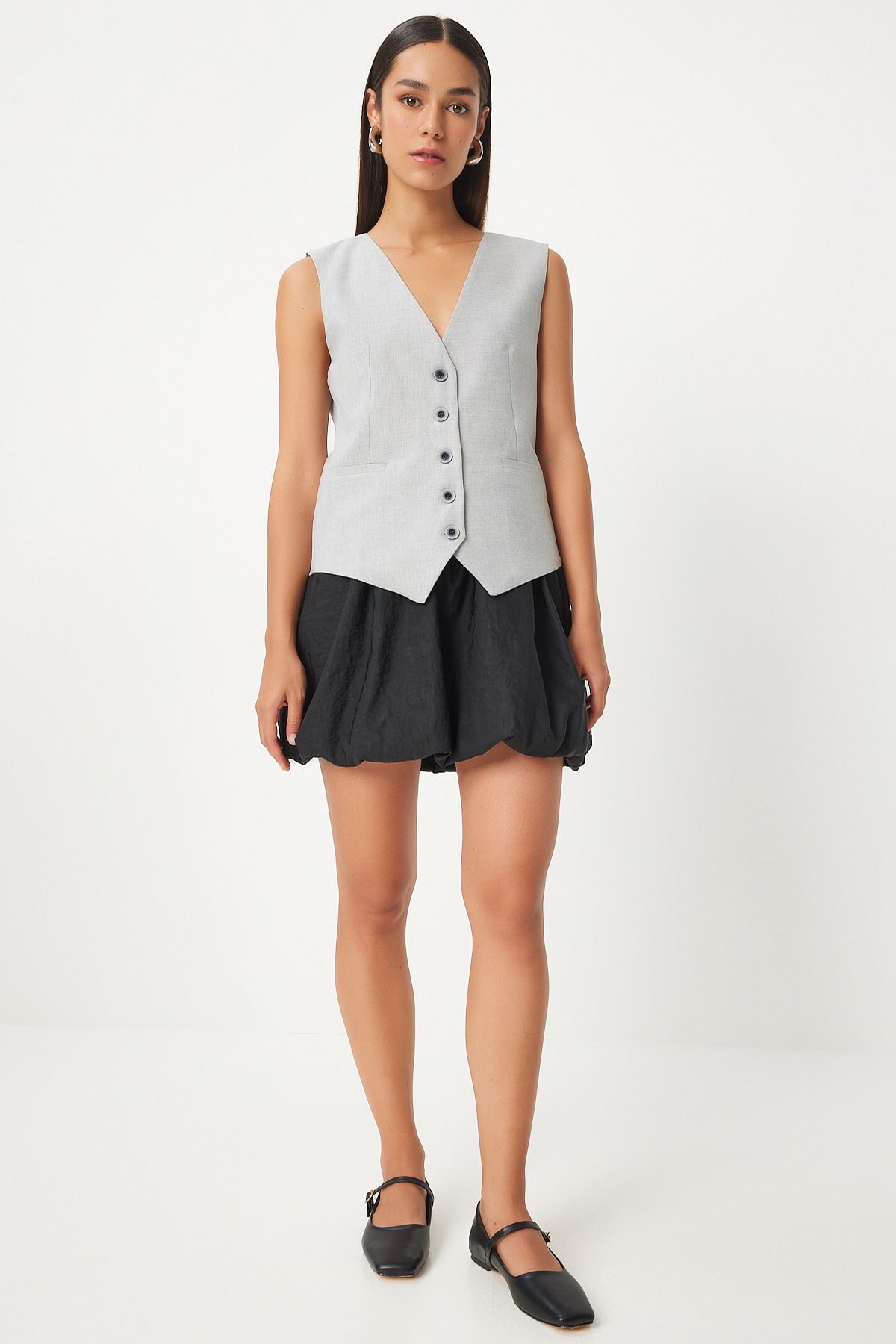 Women's Gray V -Neck Viscose Vest To00145