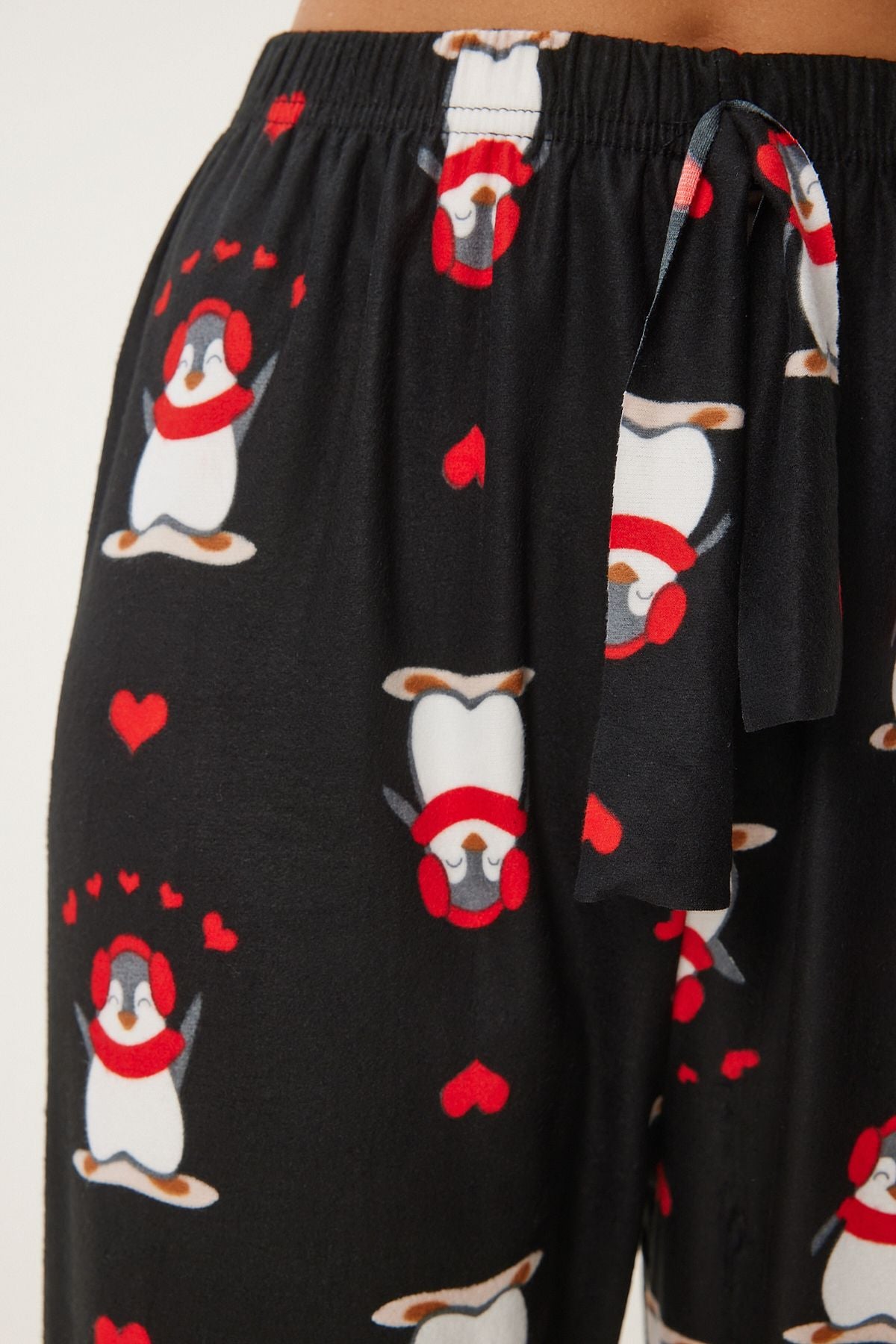 Women's black patterned soft textured knitting pajamas six Ce00089