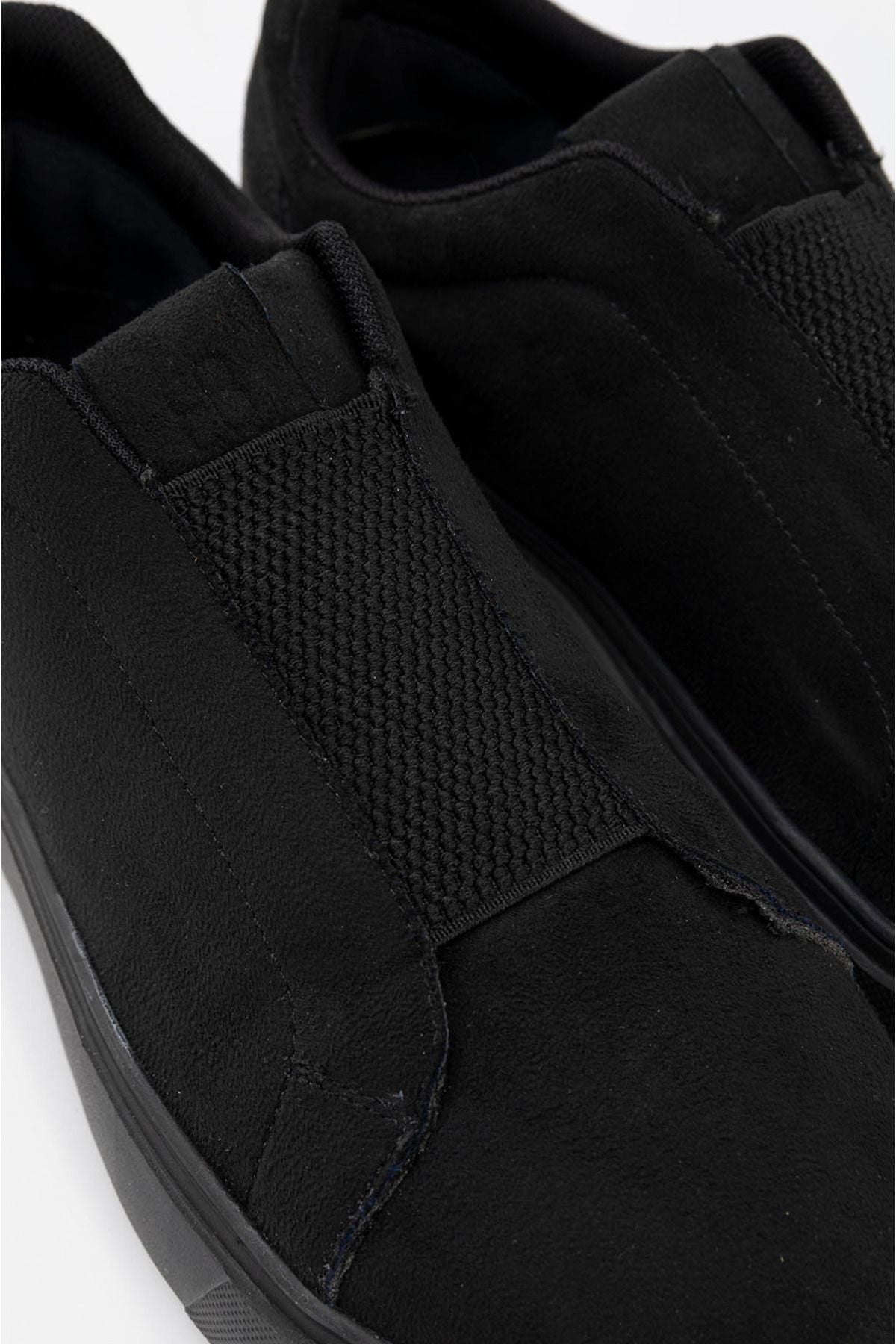 Men's black rubber band detailed flexible floor casual shoes A22y8022