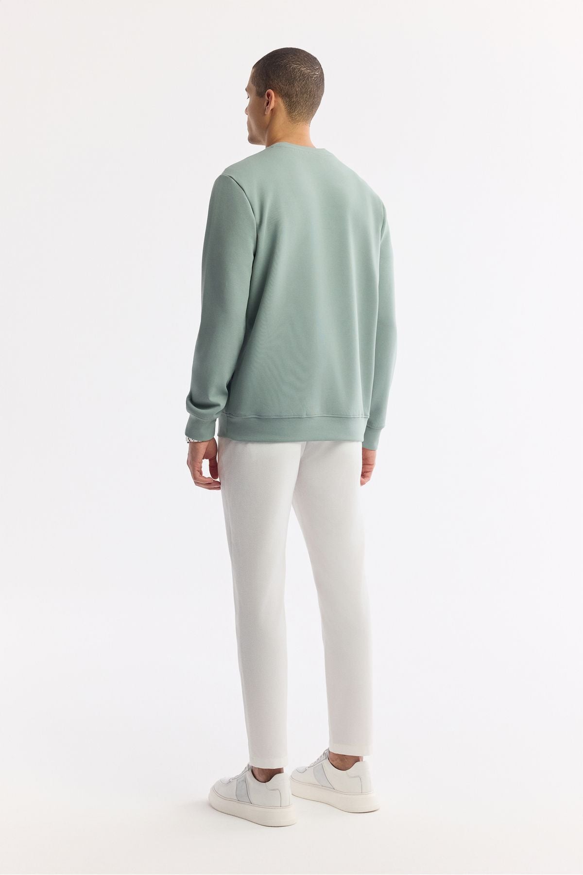 Men's Mint Green Bicycle Collar Printed Interlok Sweatshirt A51y1235