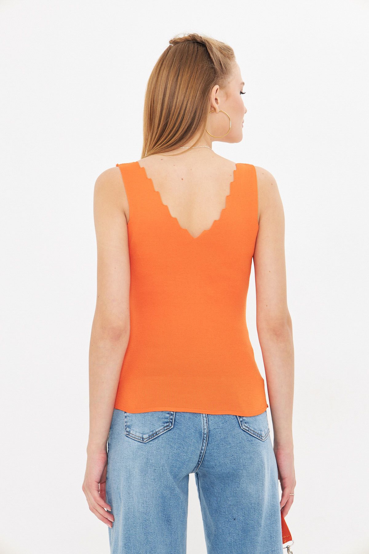 Female Oranj Zigzagli V-Yaka Kashkorse Blouse ARM-23Y069004