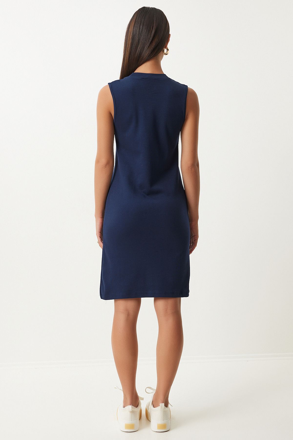 Woman Navy blue Sleeveless Daily Combed Dress OW00046