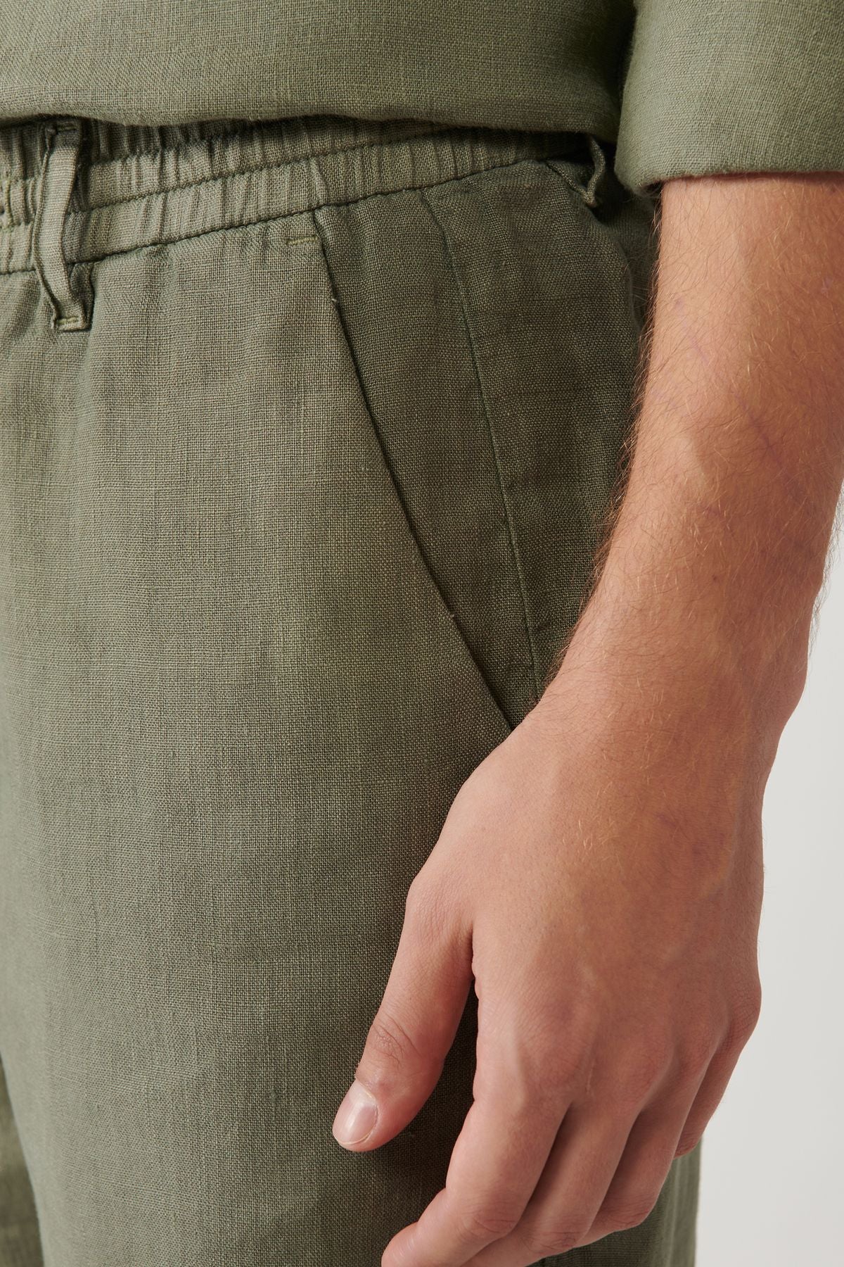Male Khaki Waist Tire 100 %Keten Assos Short A41y3710