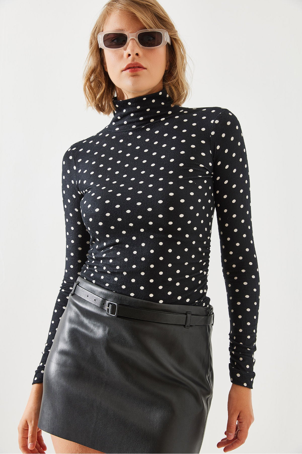 Women's Collared Long Sleeve Patterned Gather Detailed Blouse 20221005