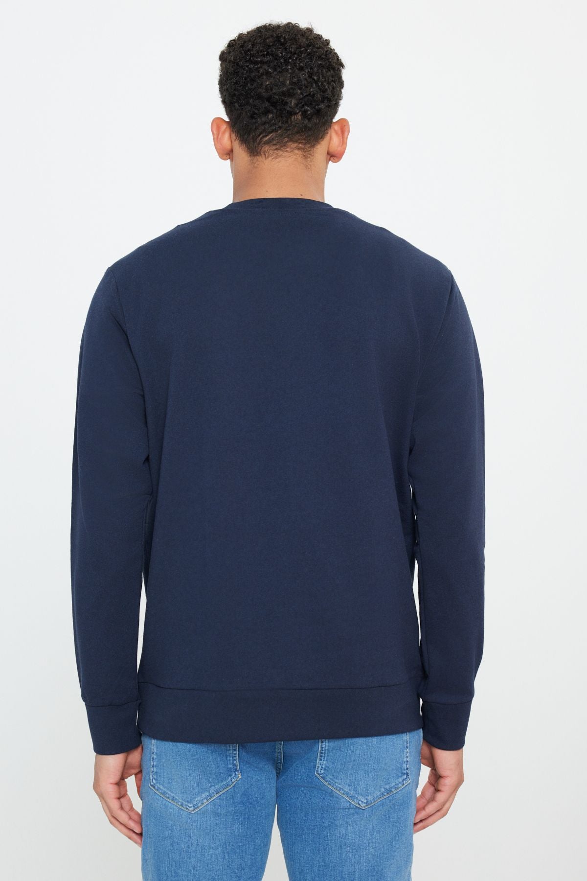 Men's Navy Blue-Black 2 Plot Cotton Standard Fit Normal Cut Bike Bike Sweatshirt