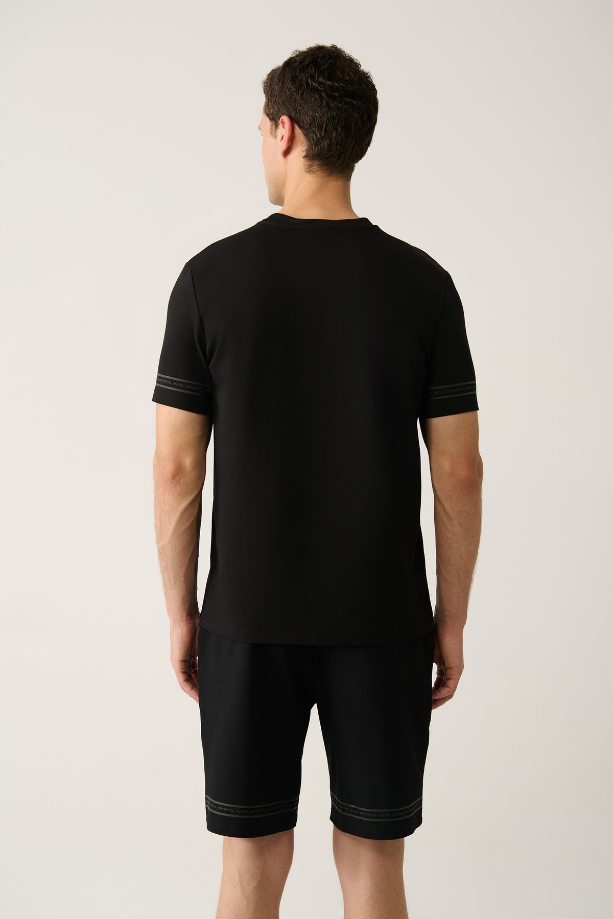 Men's black bike collar jersey fabric printed t-shirt A41y1107