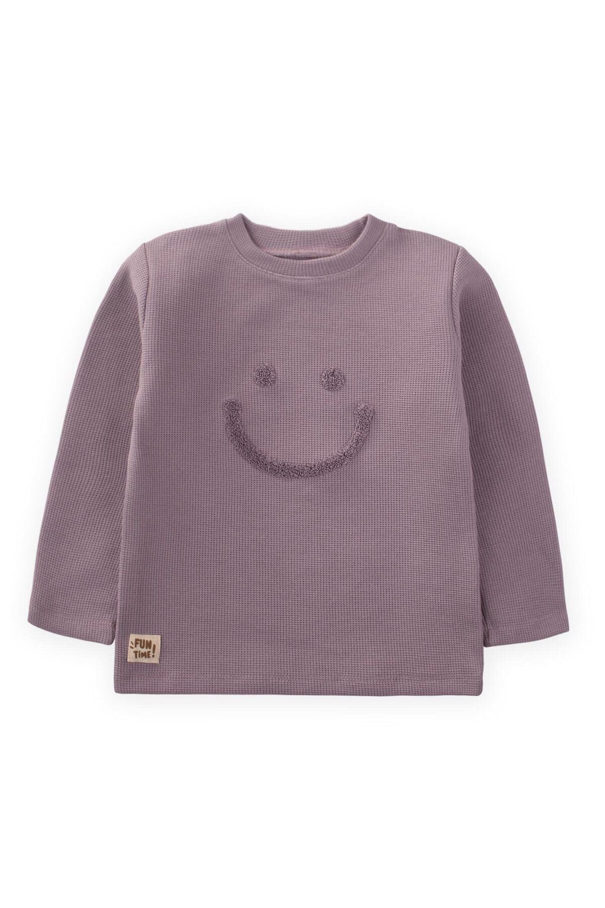 Smile filter embroidery waffle seasonal t-shift 2-10 years old eflatun