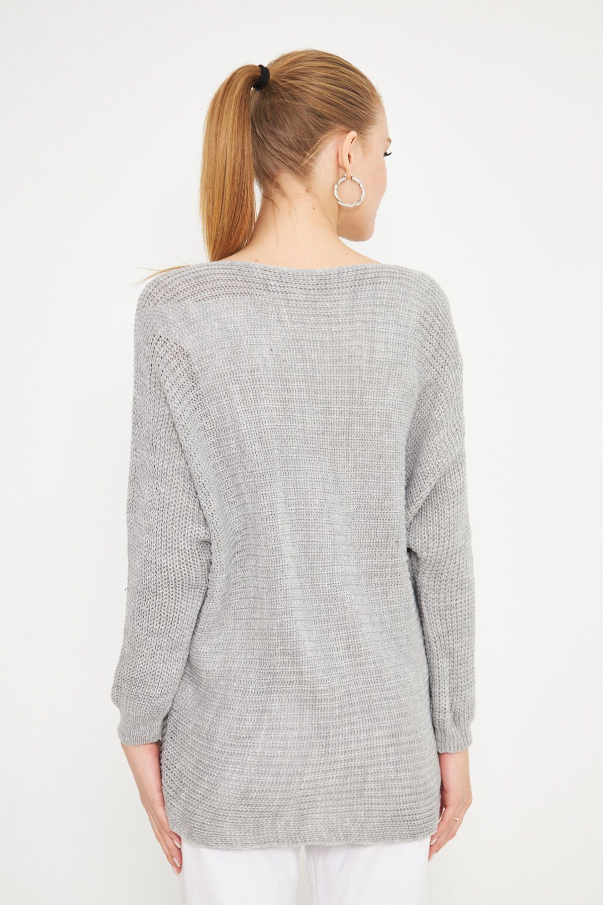 Women's Gray Thessaloniki Salaş Triko Sweater ARM-21K012010