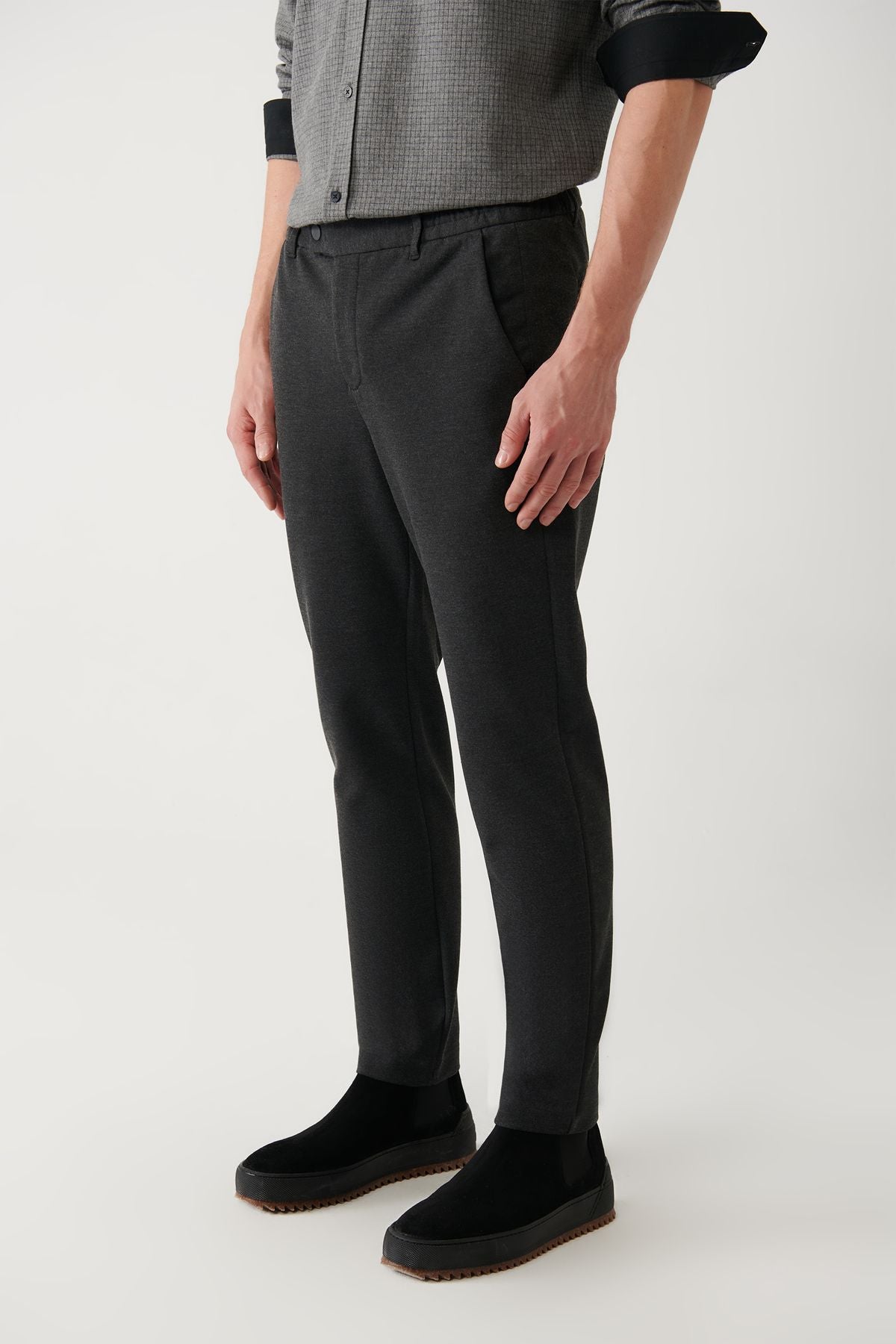 Men's anthracite as well as rubber knitted Fleto mobile chino pants A32y3053