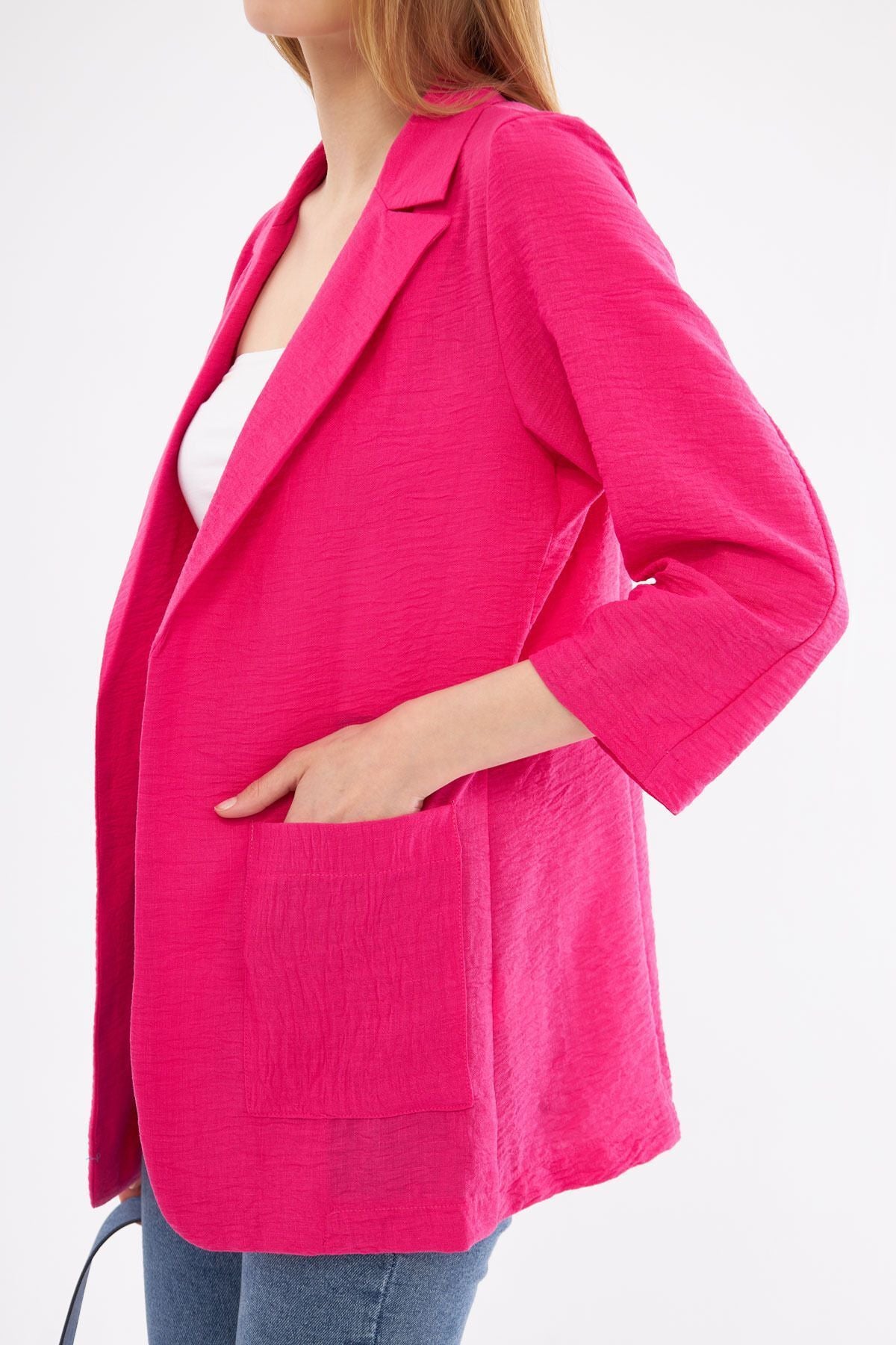 Fuchsia Fuchsia linen-looking pocket Oversize jacket ARM-24Y001065