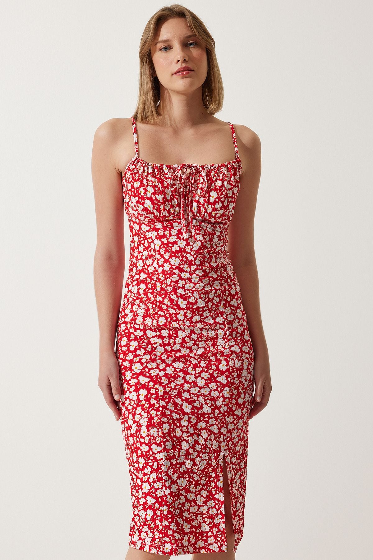 Woman Red Flower Sweting Summer Knitting Dress CI00029