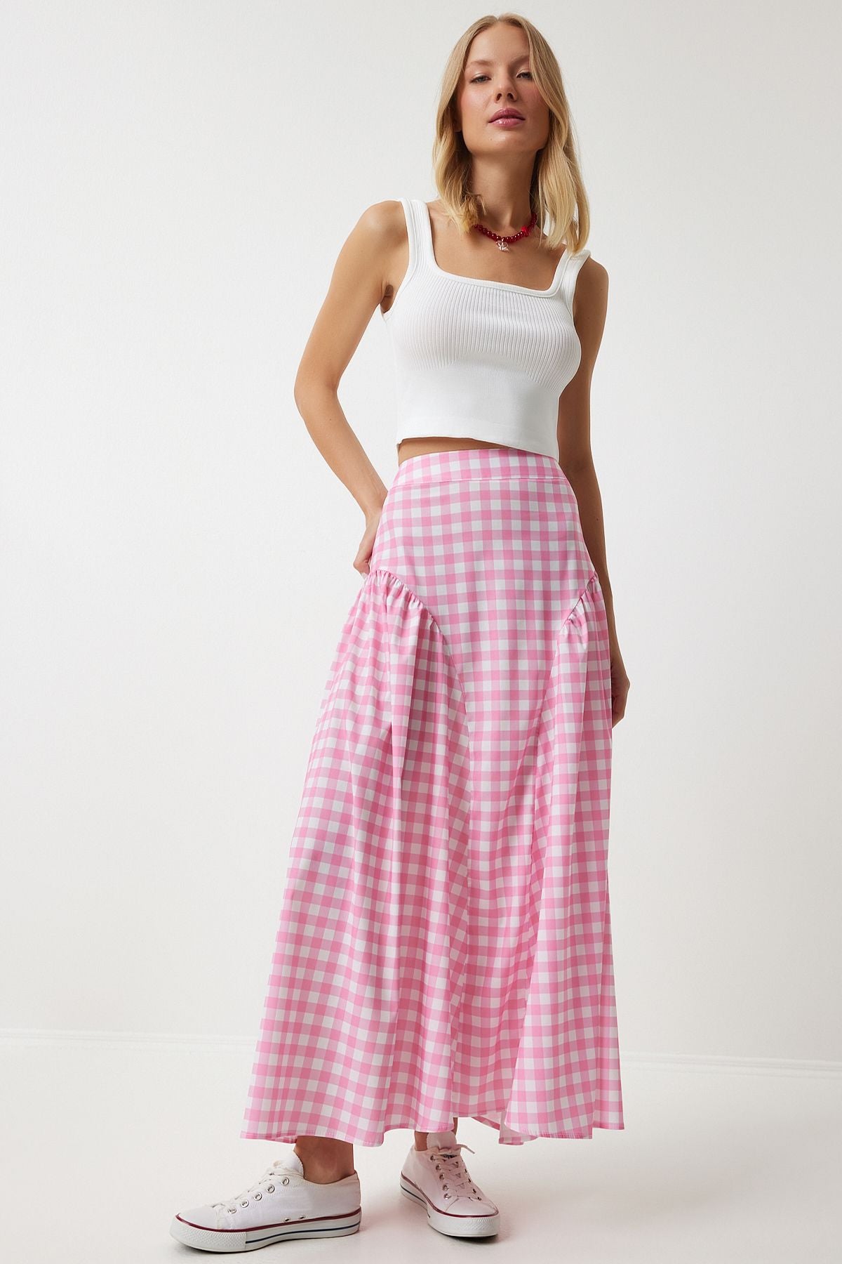 Woman Pink Pötikare Flash Summer Poplin Skirt UL00024