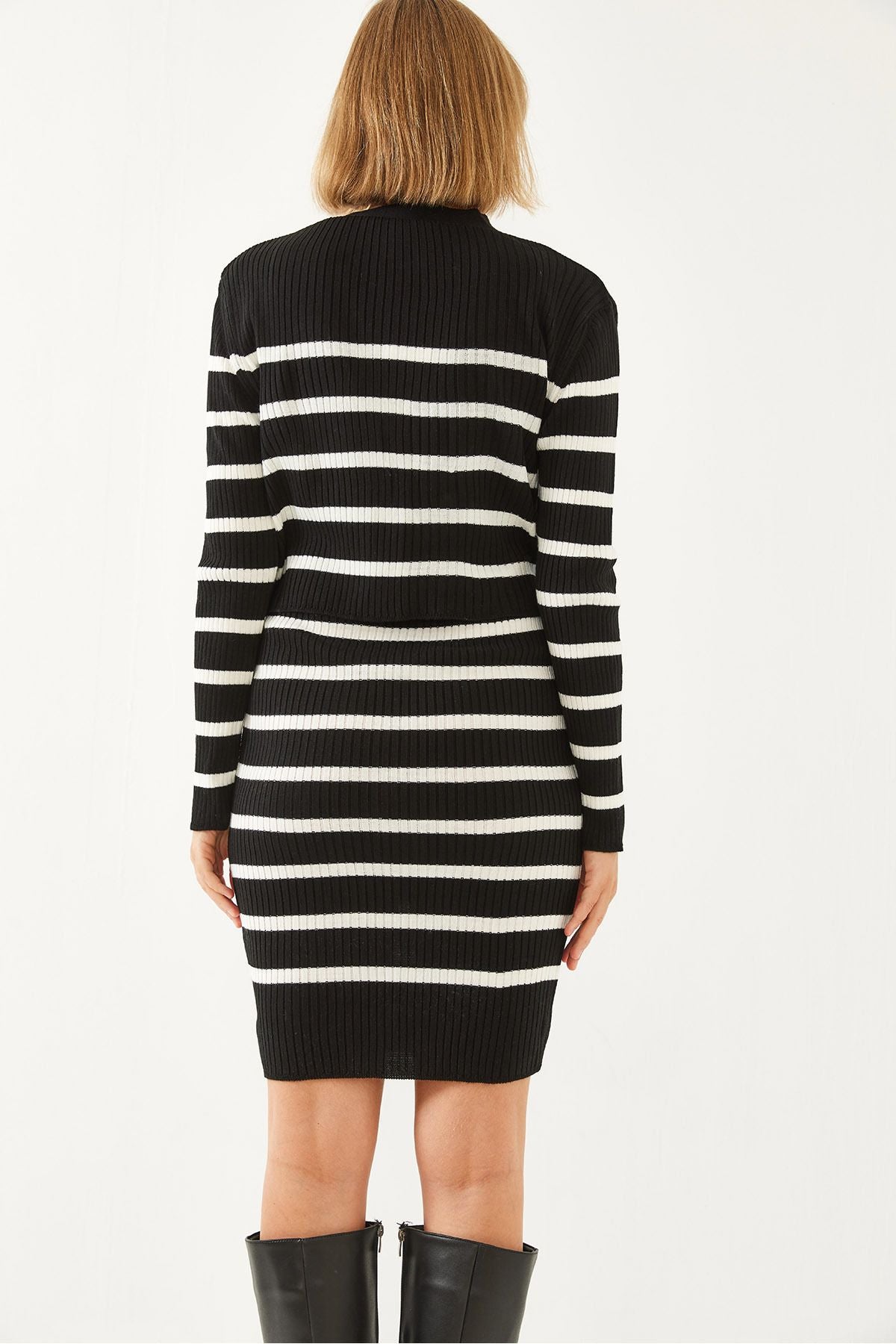 Women's striped strap dress and jacket binary team 60351069