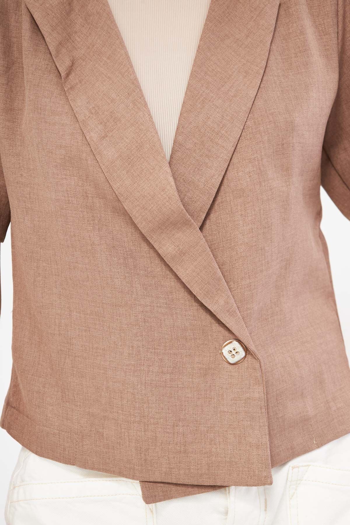 WOMEN DARK MISSING MALL SPRING DETAILED CROP SHORT SOLD JACKET ARM-24Y001048