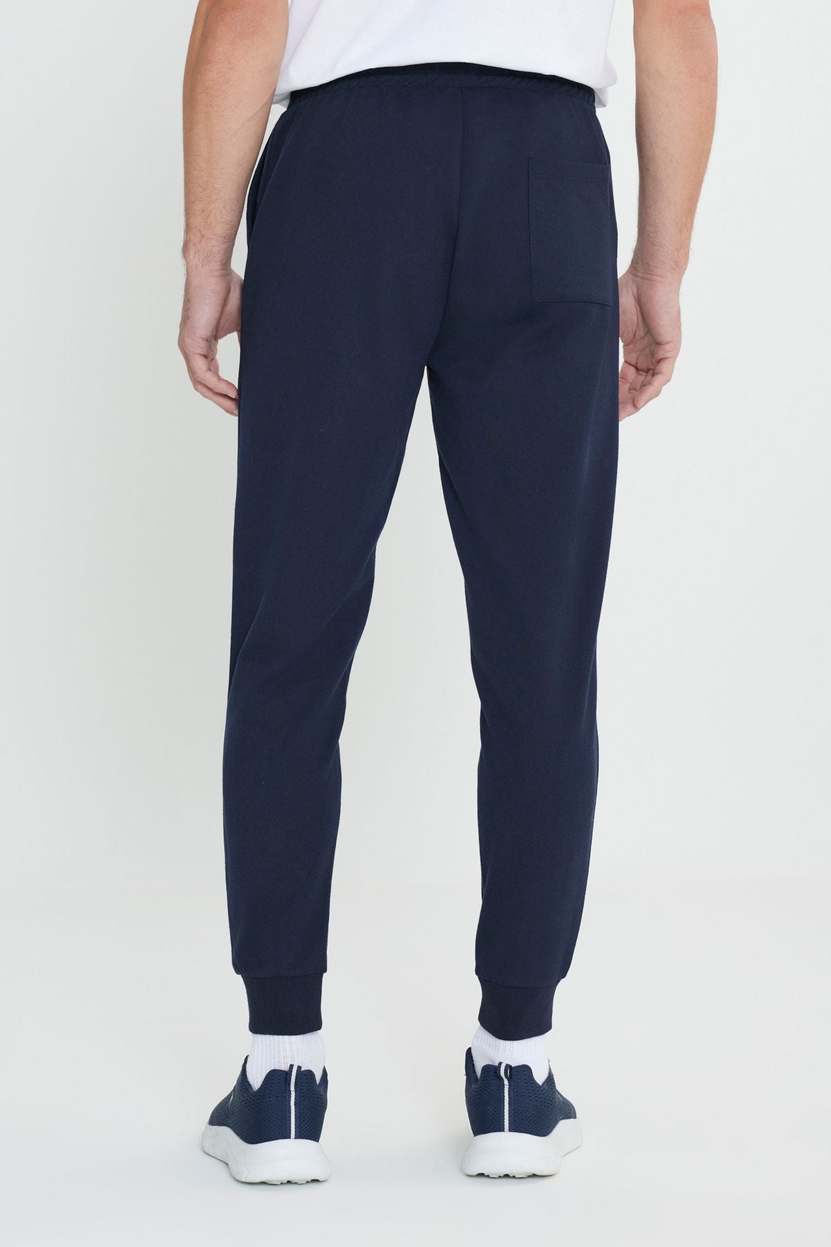 Men's Navy Blue 2 Yarn Cotton Standard Fit Normal Normal Cut Tracksuit Set Package