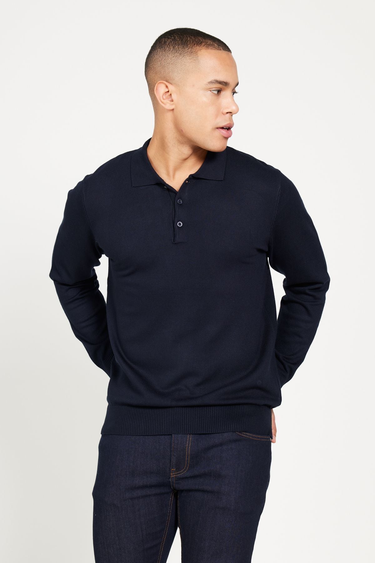 Men's Navy Blue Standard Fit Normal Cut Polico Kazakh