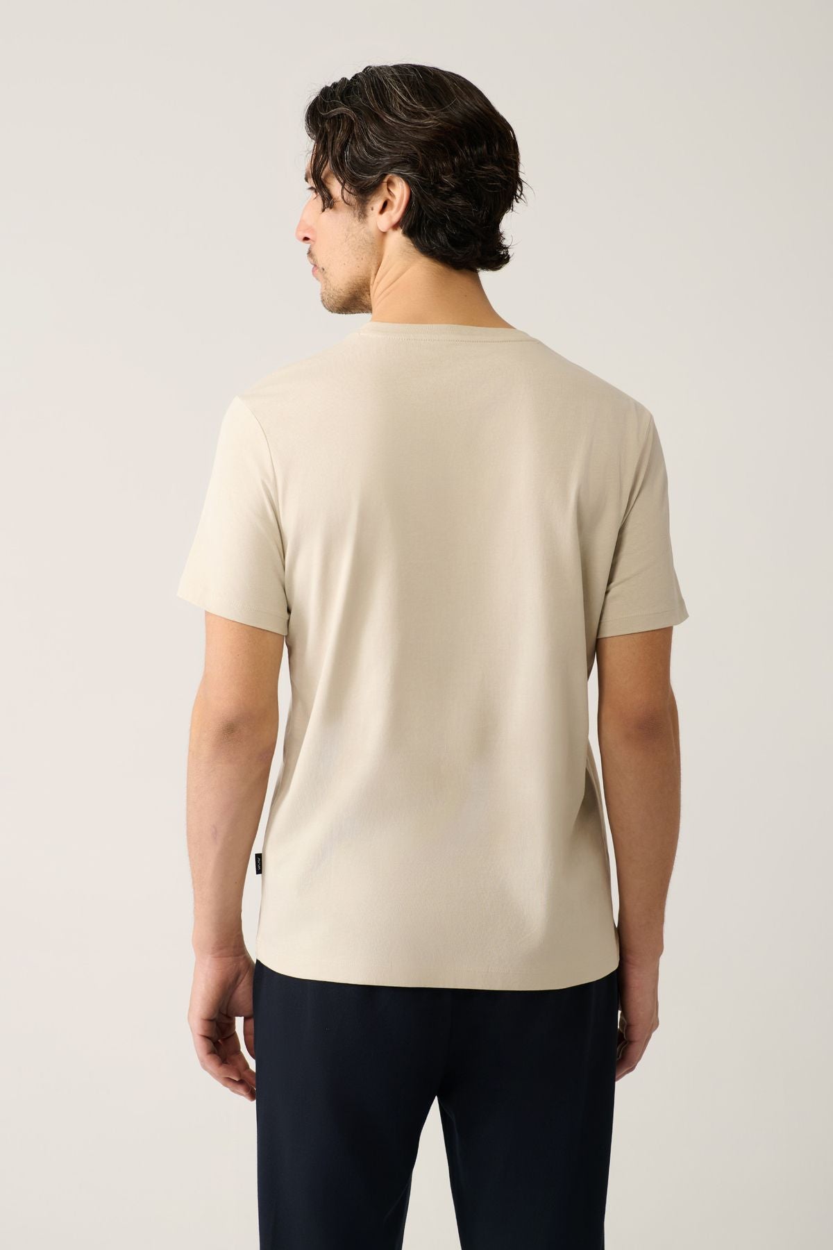 Men's Beige 100 %Cotton Breathing Bicycle Yaka T-Shirt E001000