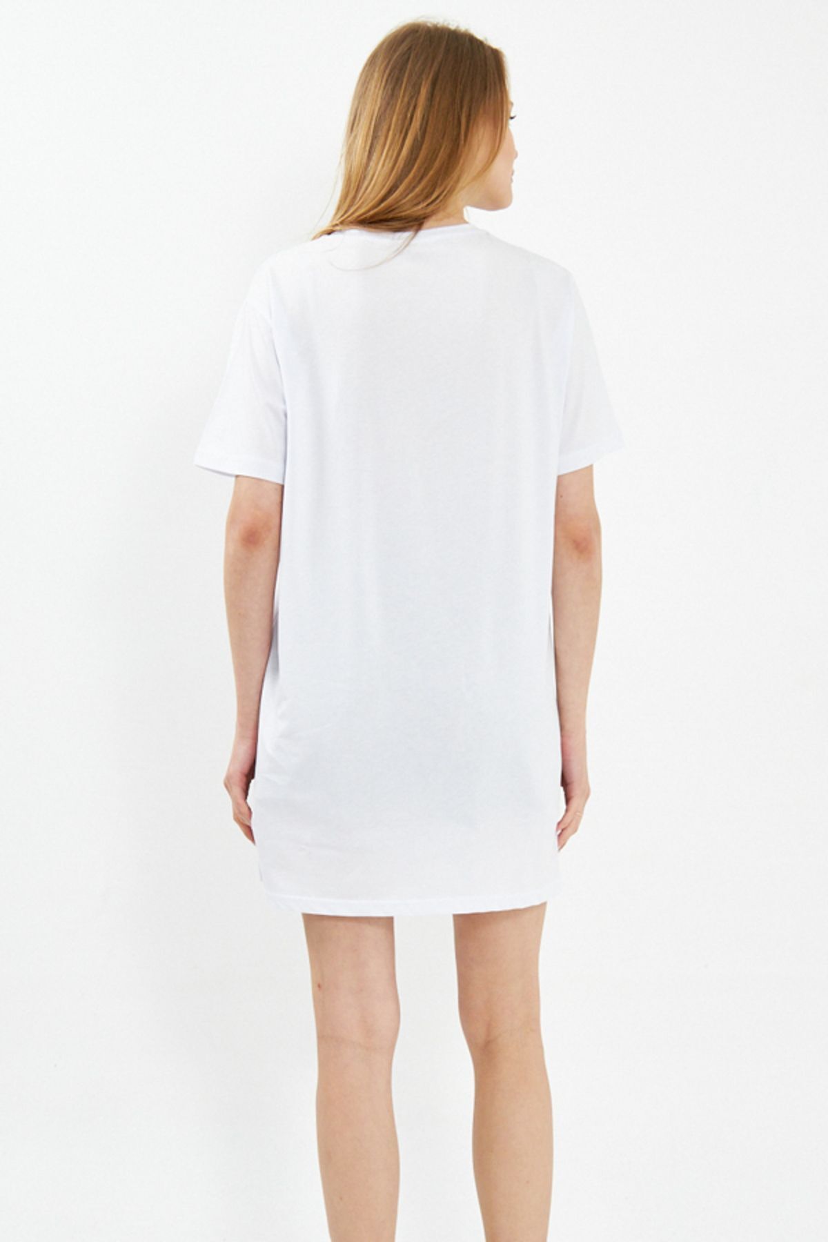 Women's white sides with slits with long t-shirt ARM-24Y024005