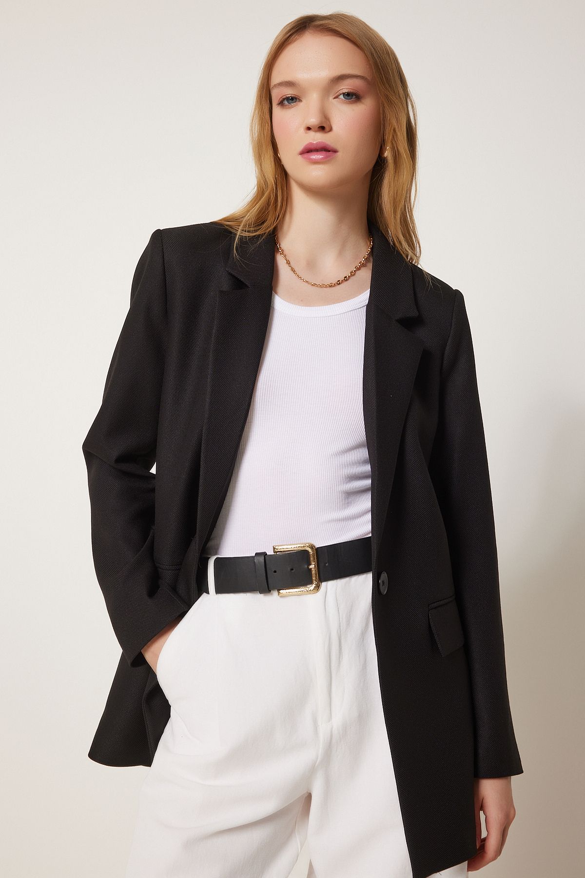 WOMEN BLACK WATCHING BLAZER JACKET HL00005