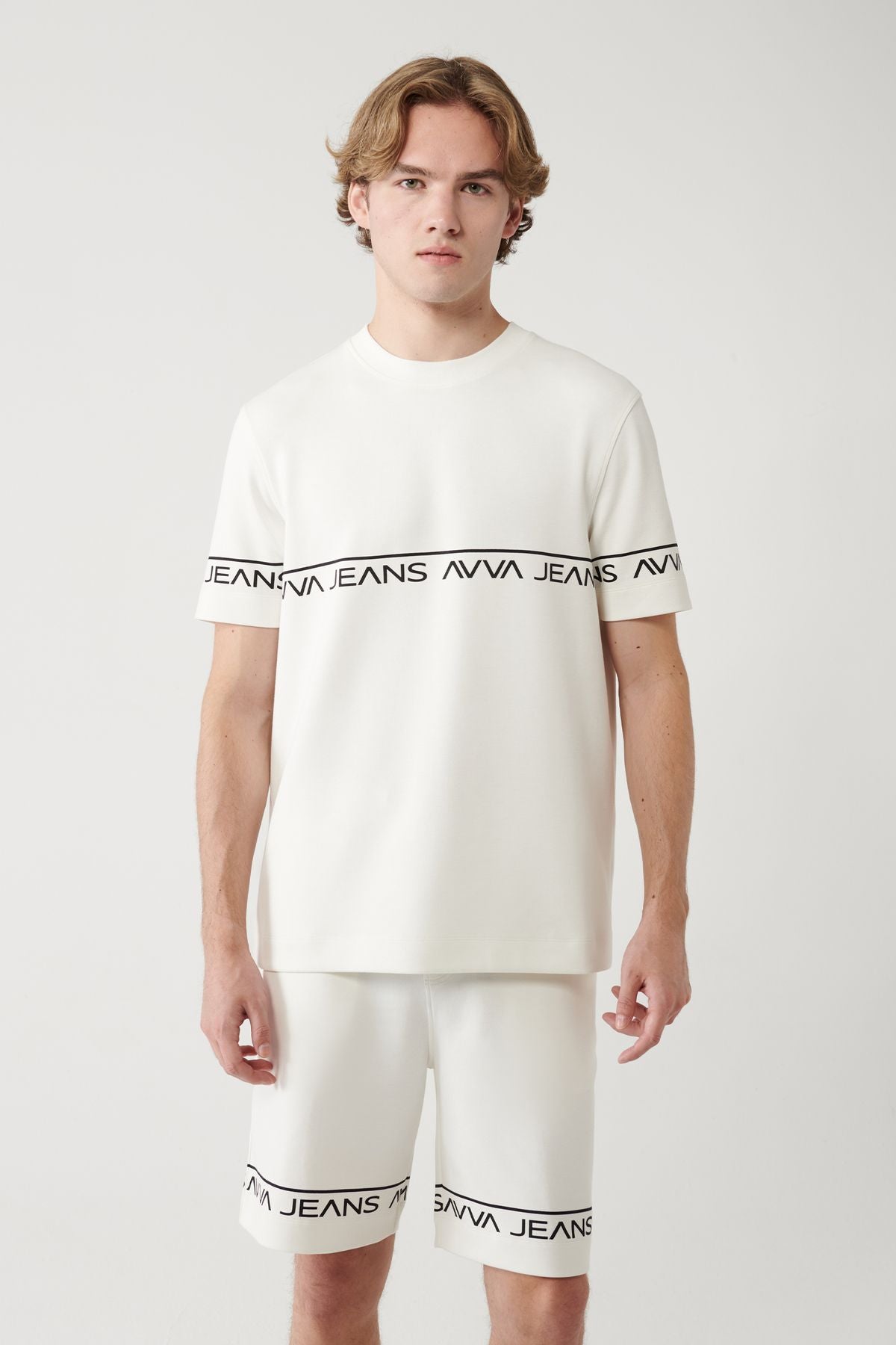 Men's White Printed Bicycle Yaka Soft Touch T-shirt A41y1329