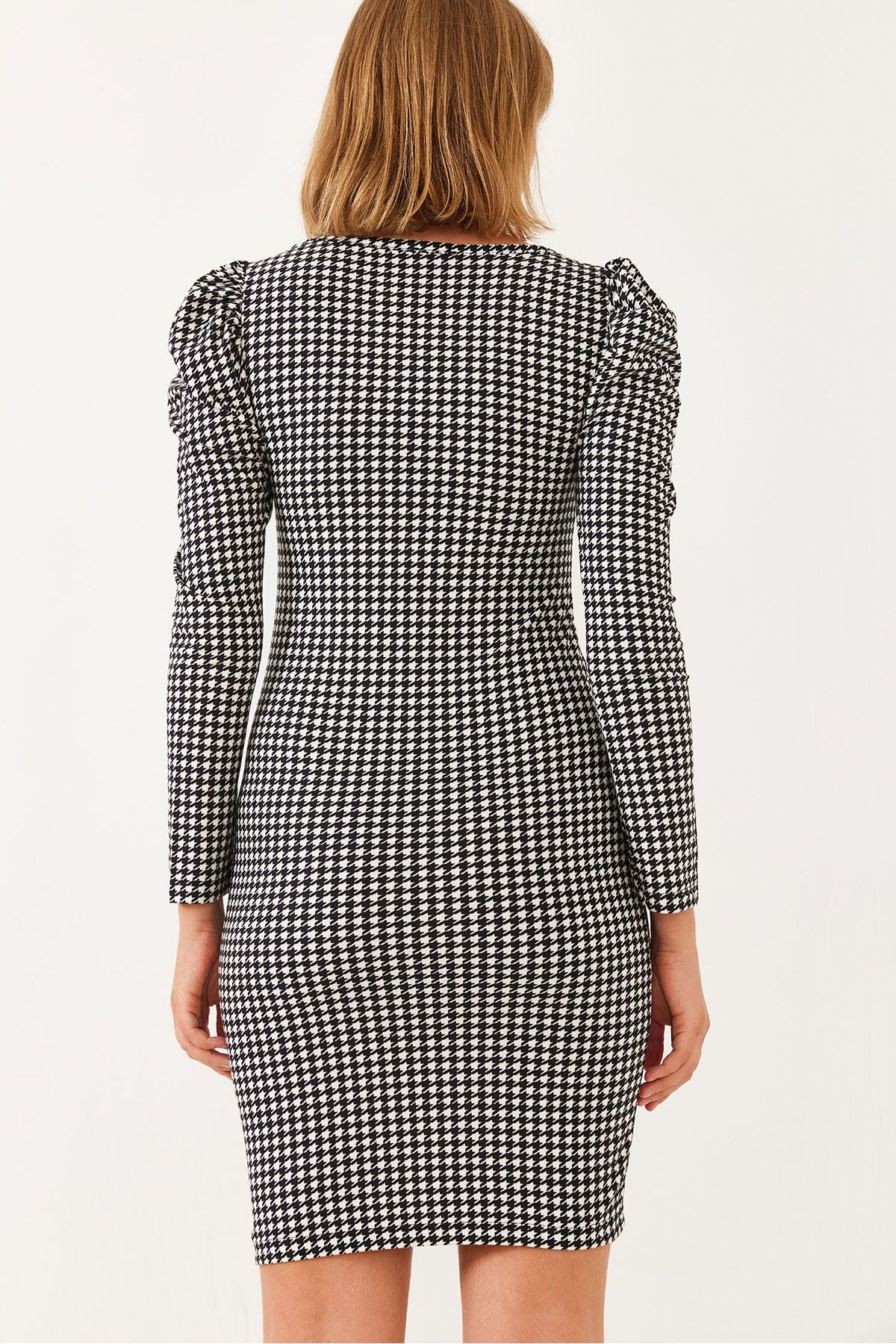 Women's Coat Patterned Square Collar Mini Dress 10021 60251862