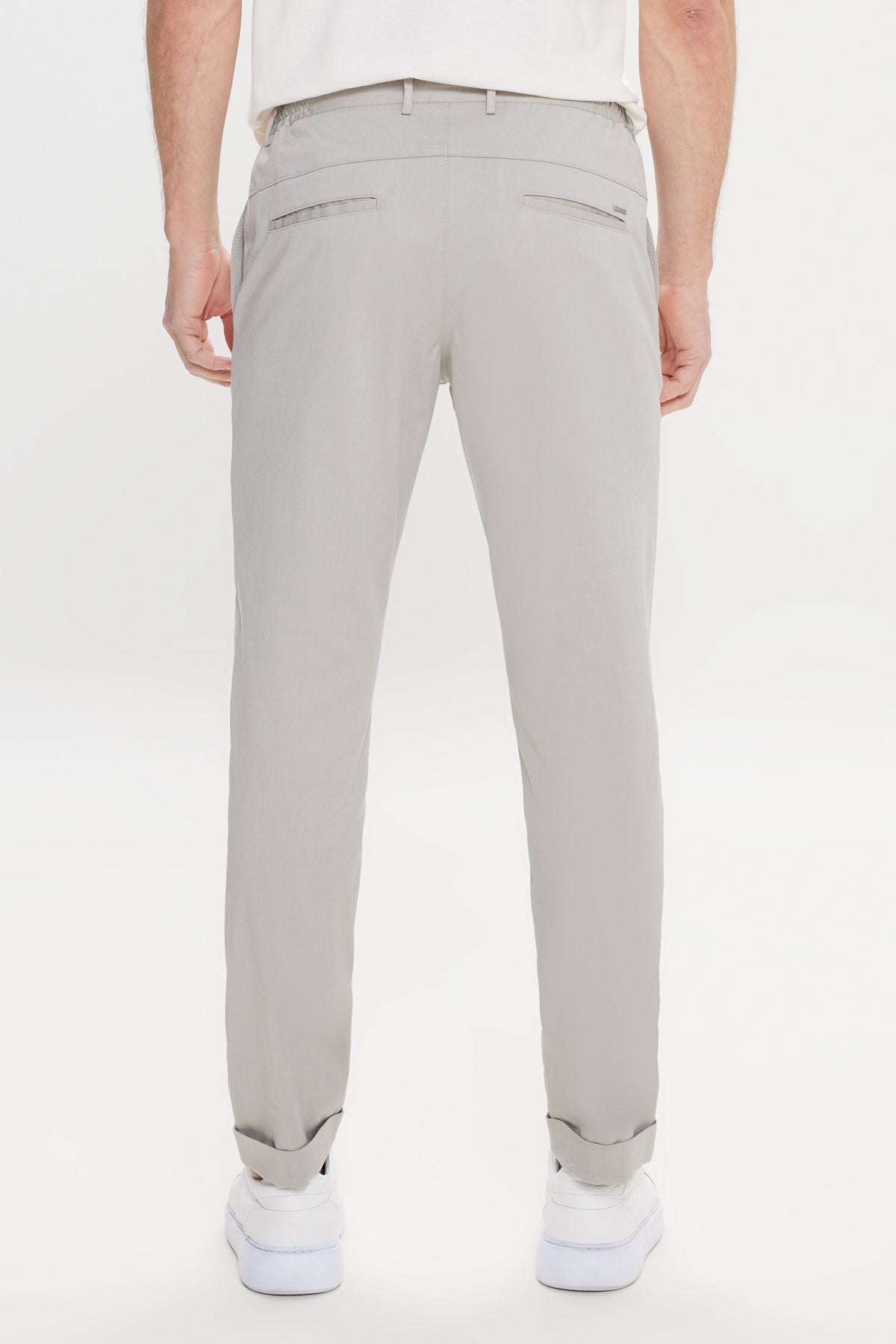 Men's light gray comfort fit comfortable cutting side pocket patterned waist waist pants