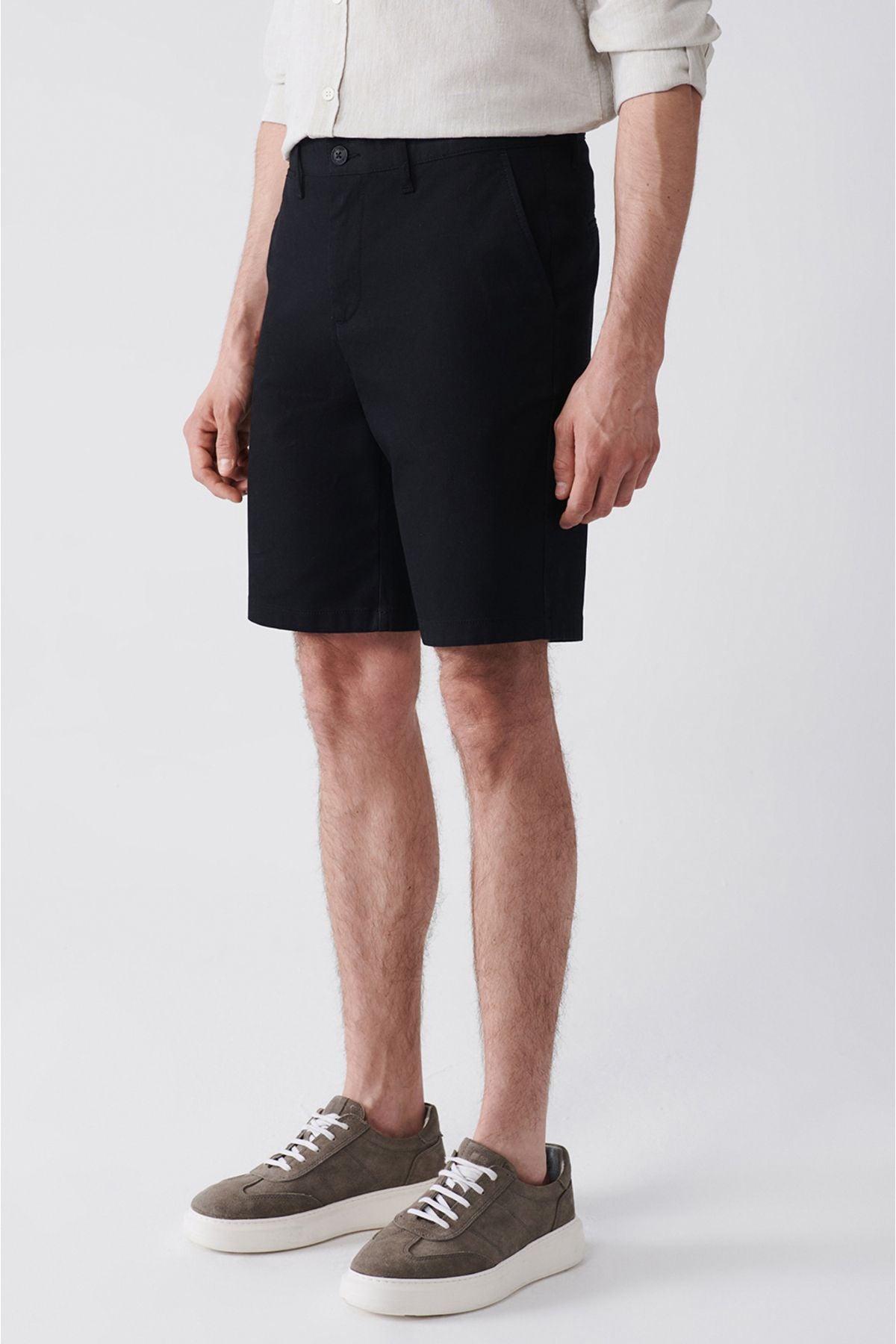 Men's black flexible patara chino canvas shorts B003730