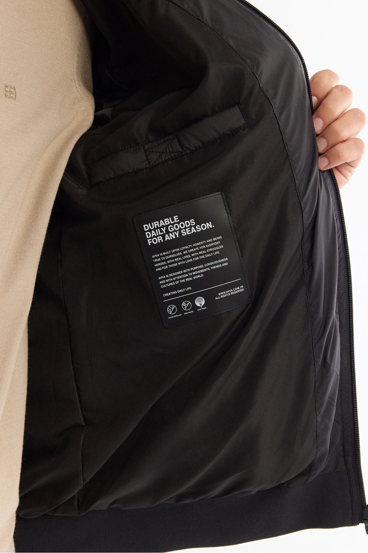 Men's black upright collar quilting patterned swelling Mont A42y6078
