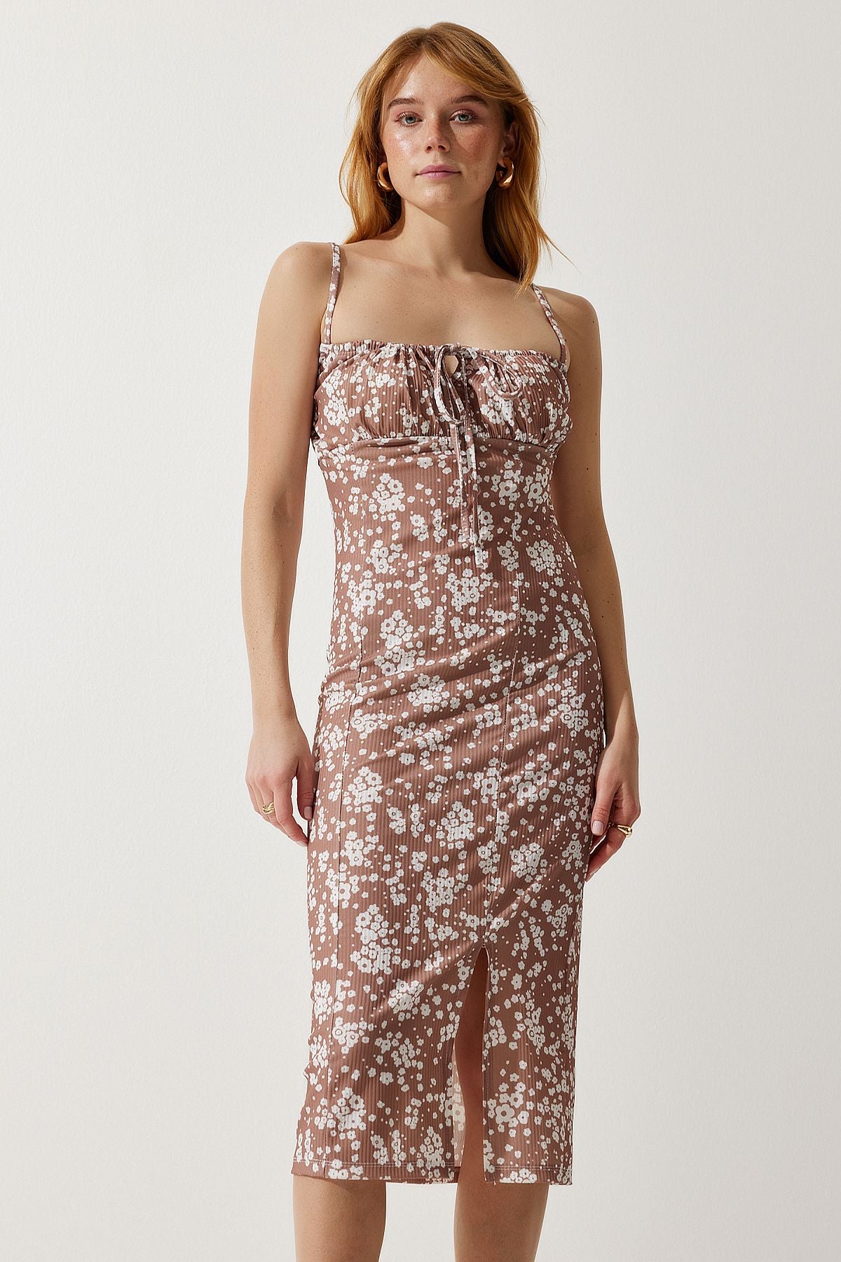 Female mink flower ripped summer knitted dress CI00029