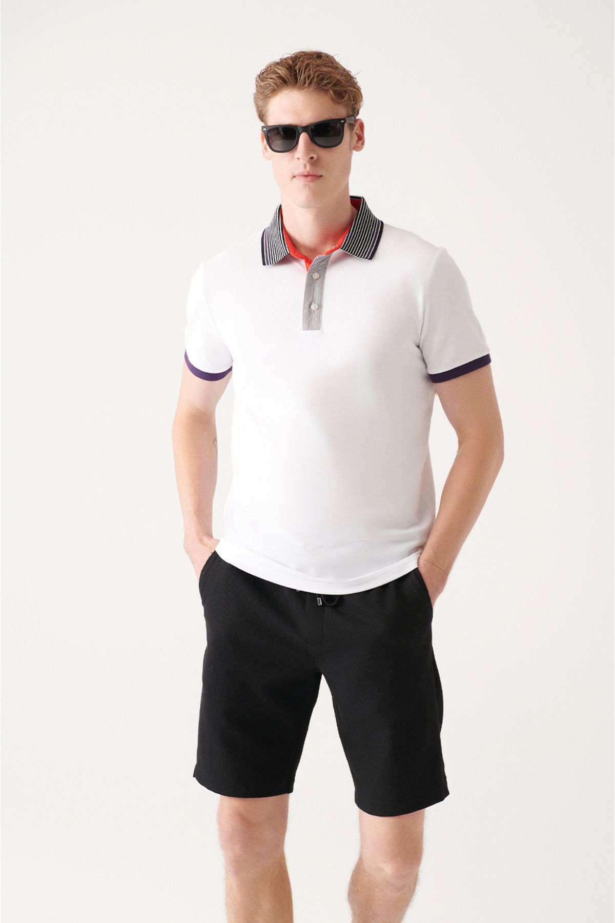 Men's White 100 %Cotton Polo Yaka T-shirt A31y1166