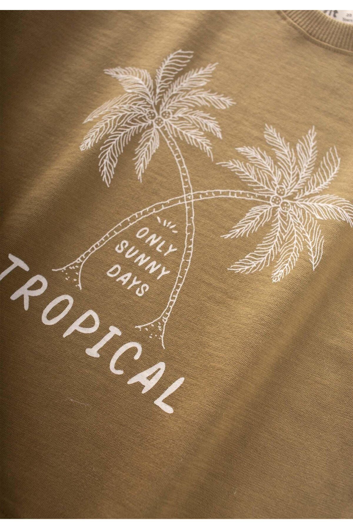 Tropıkal Printed T-Shirt Team 2-8 Years Olive