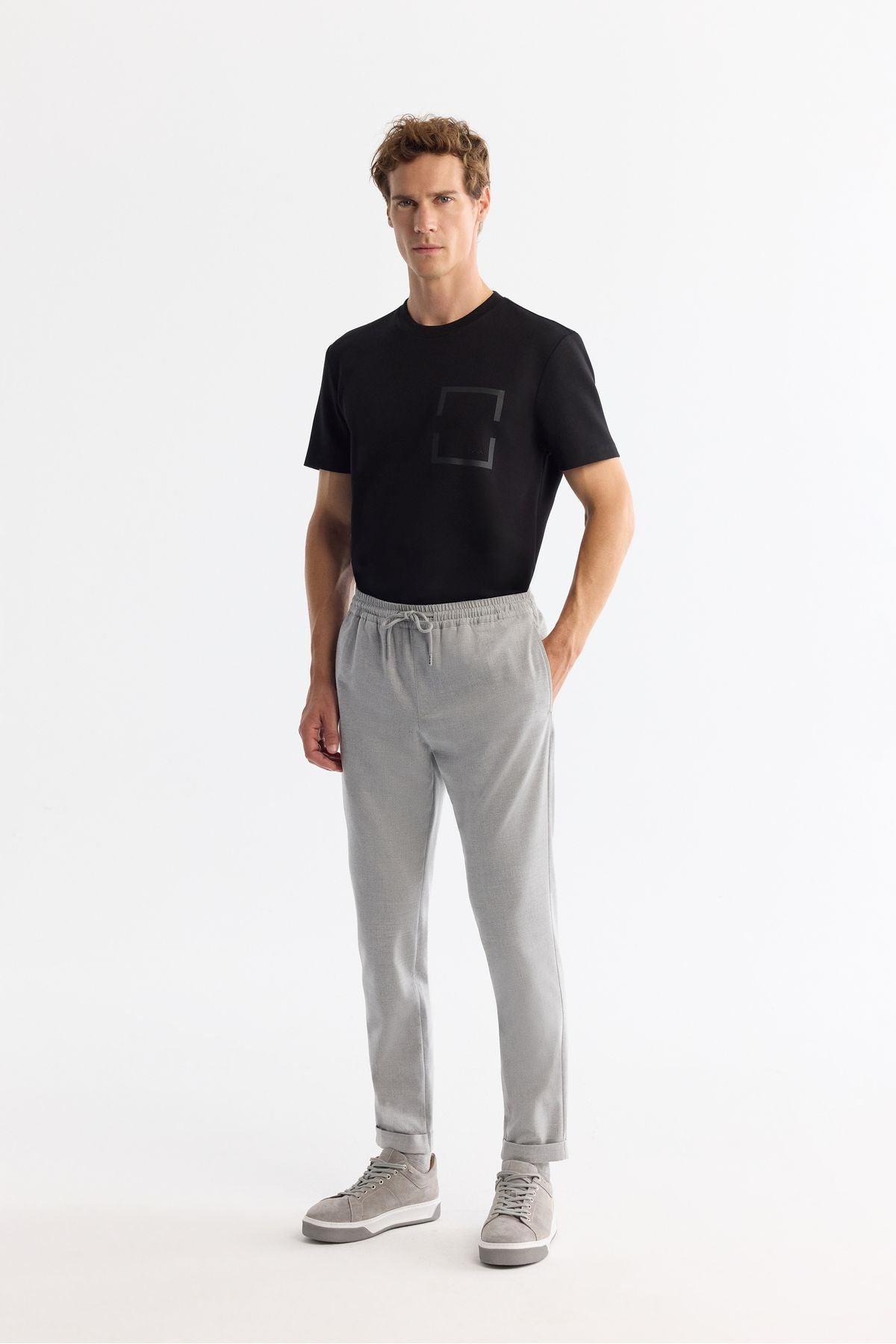 Men's black bike collar printed elastan t-shirt A42y1020