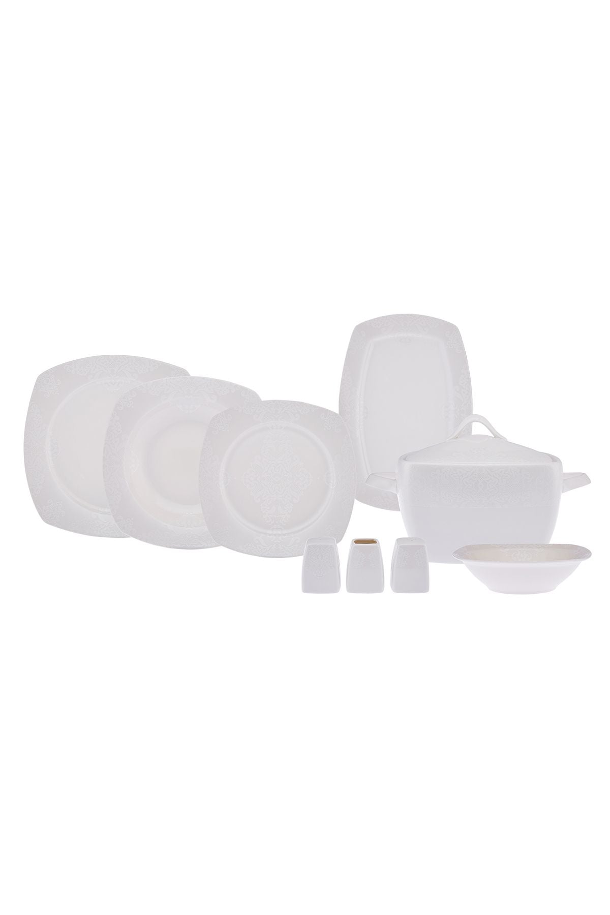 Bone new begonia dinner set of 12 people 60 pieces half square