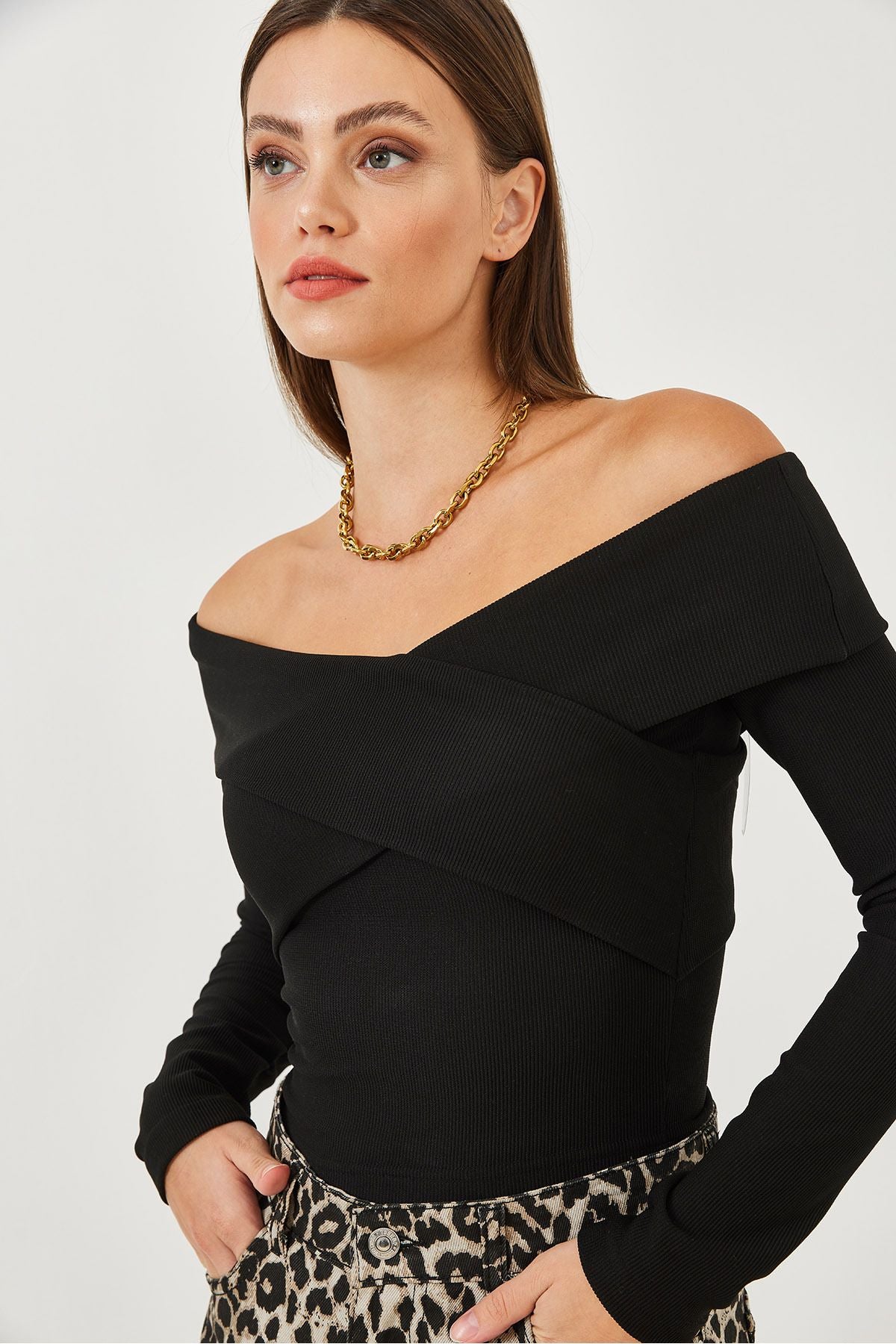 Woman Ottoman Fabric Cross Back Detail Blouse 60251890