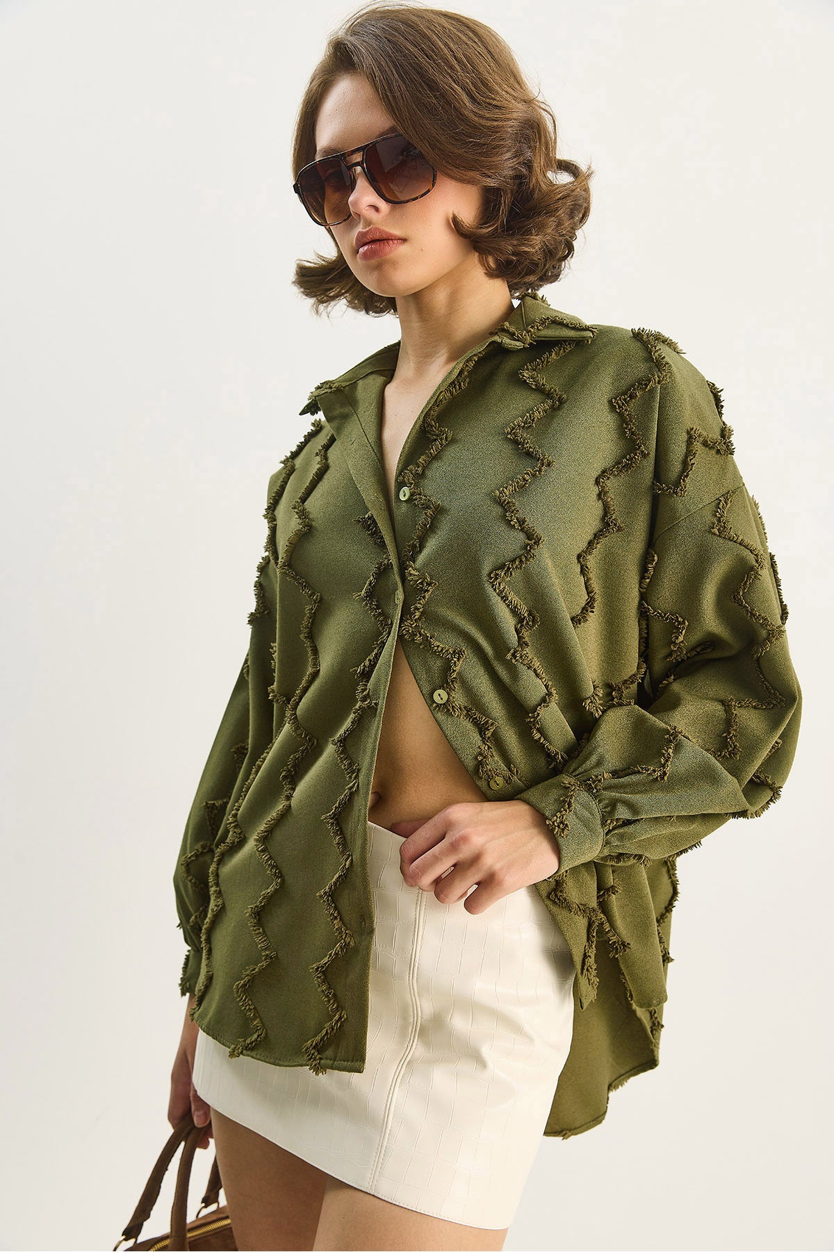 Women's Zigzag Tasseled Oversize Shirt 2147 60283638