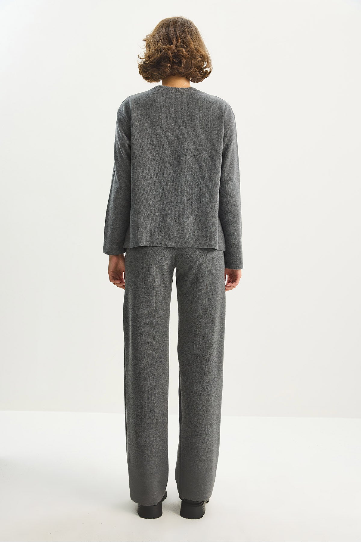 Women's Comfortable Cut Top Ribbed Elastic Waist Trousers Thessaloniki Suit 8432 60283603