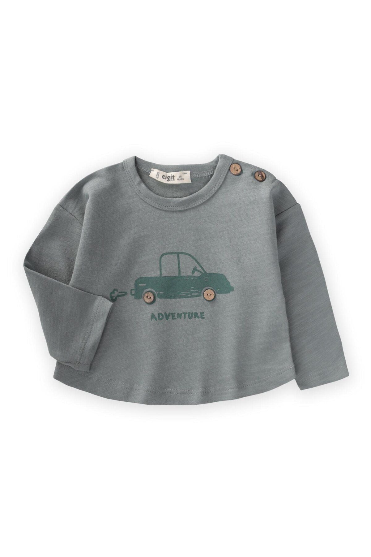 Adventure Printed Men Sweatshirt 0-5 Age Cagla Green